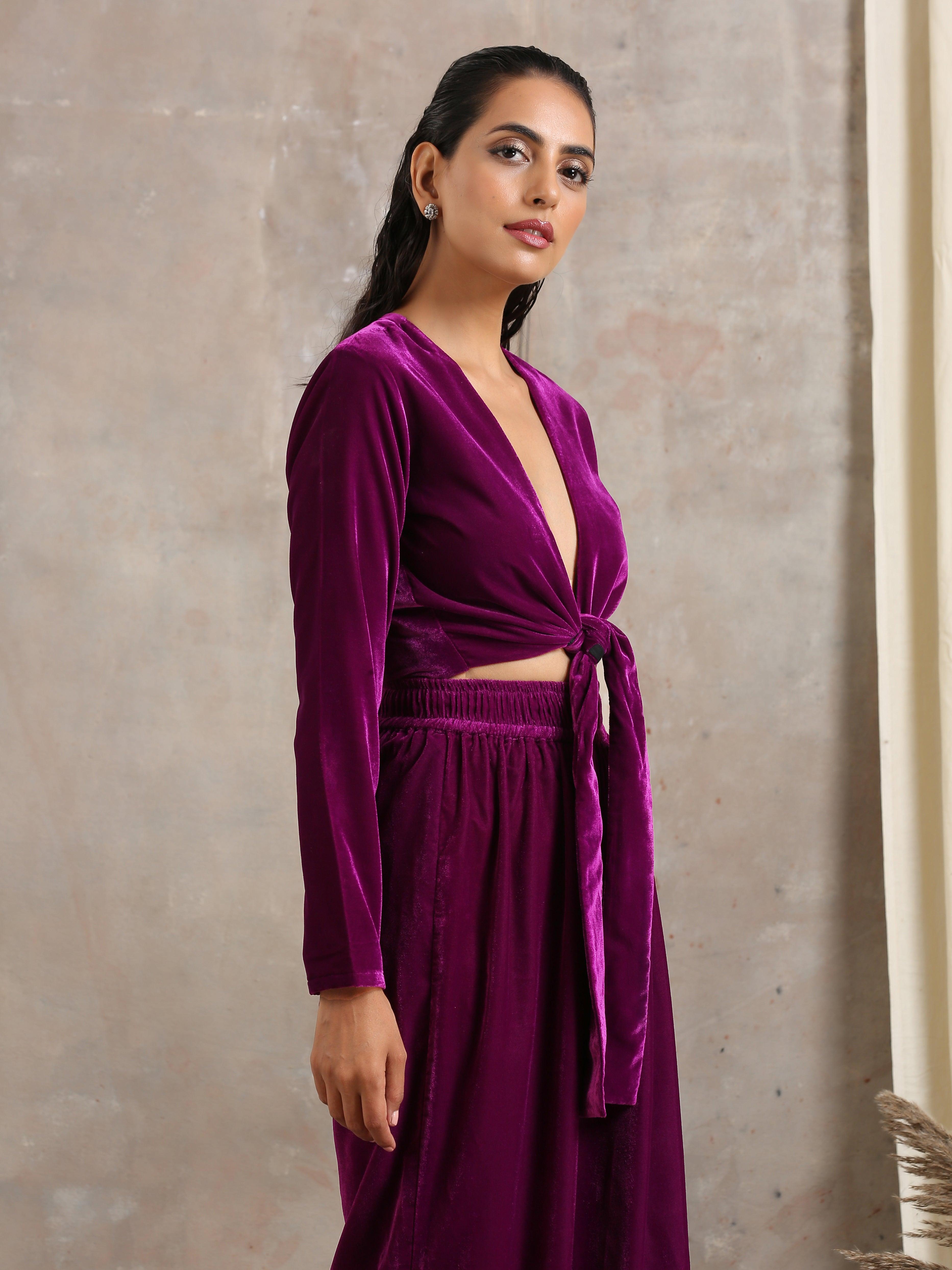 Velvet Tie Up Blouse