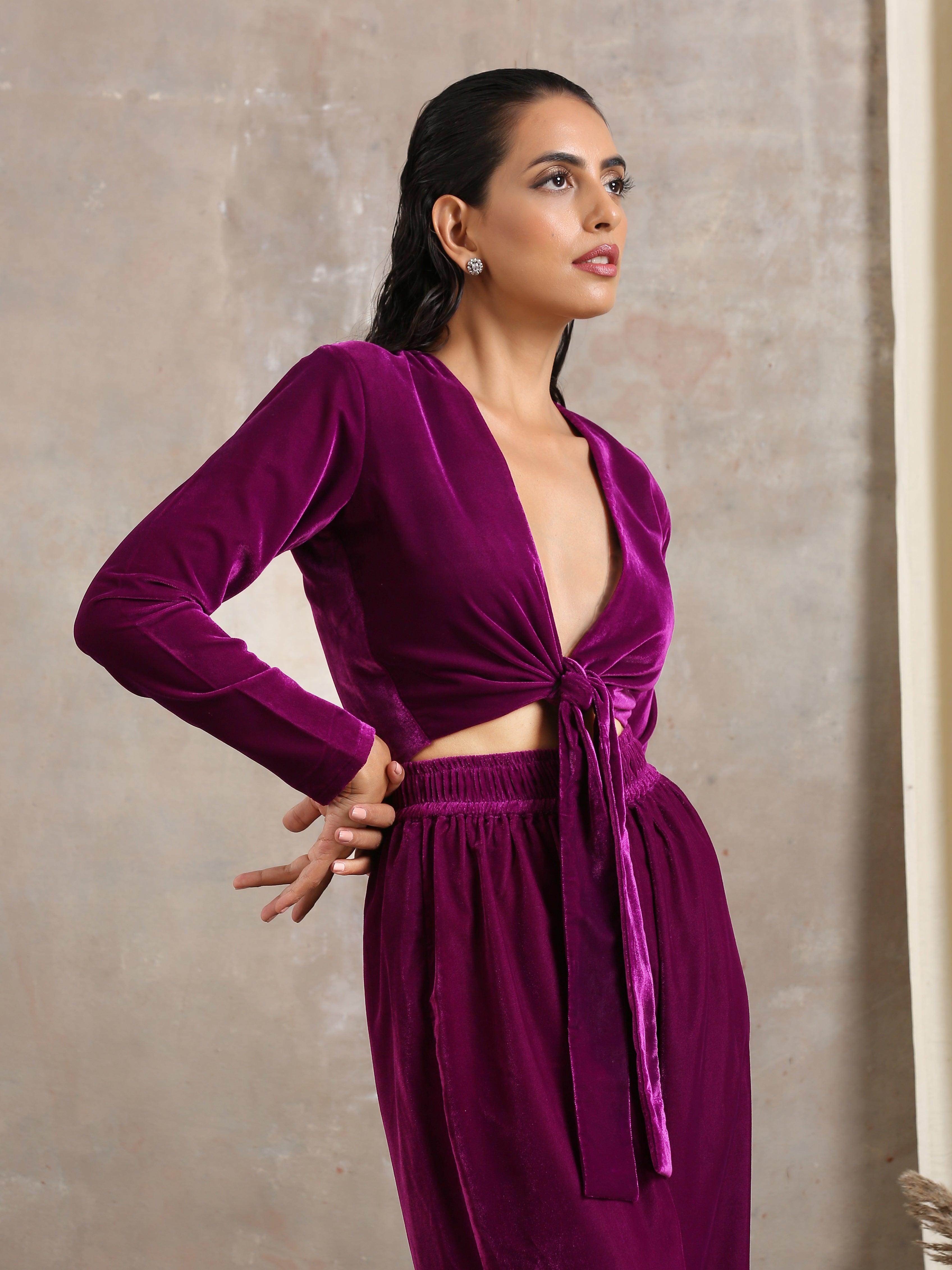 Velvet Tie Up Blouse