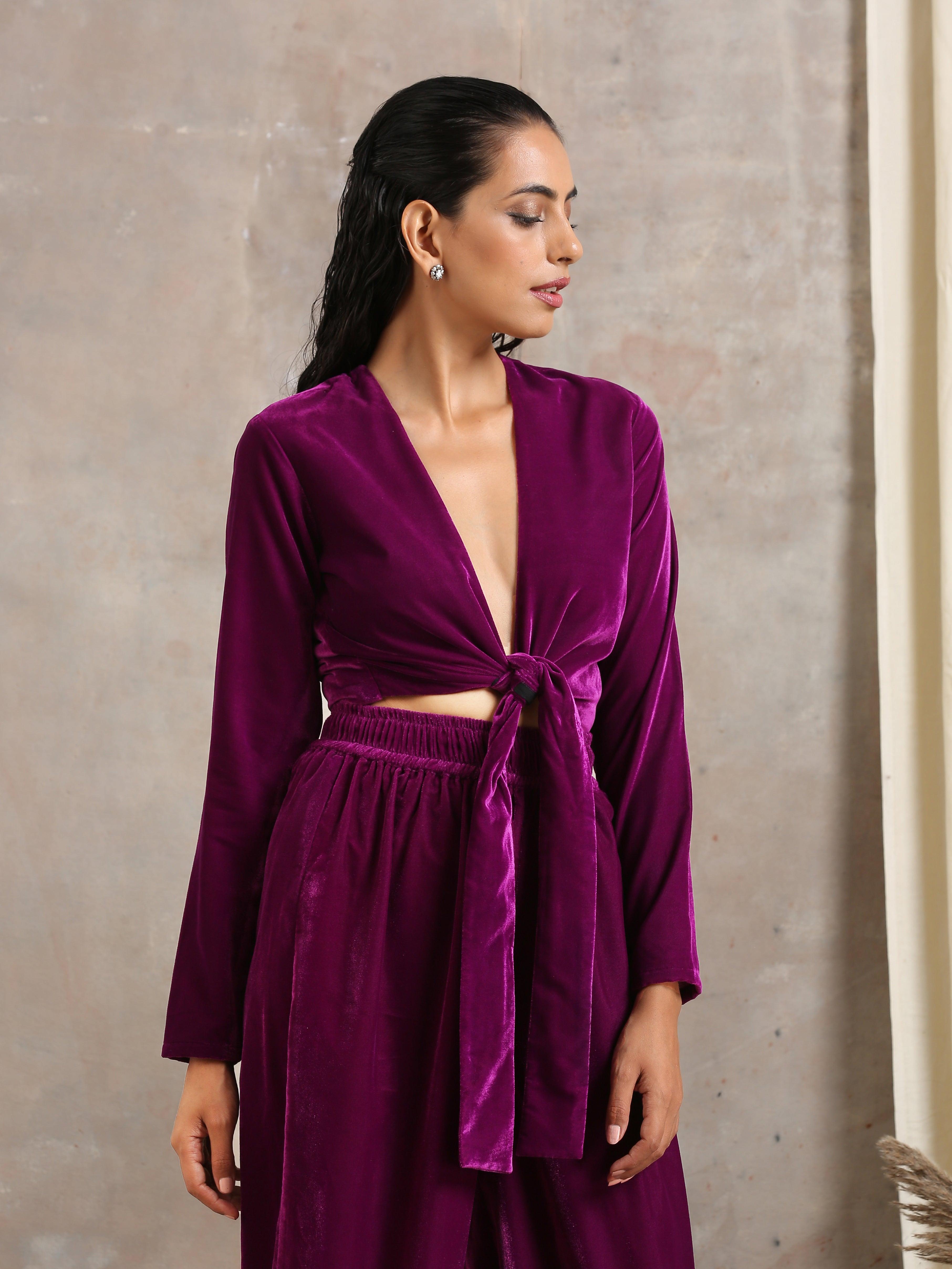 Velvet Tie Up Blouse