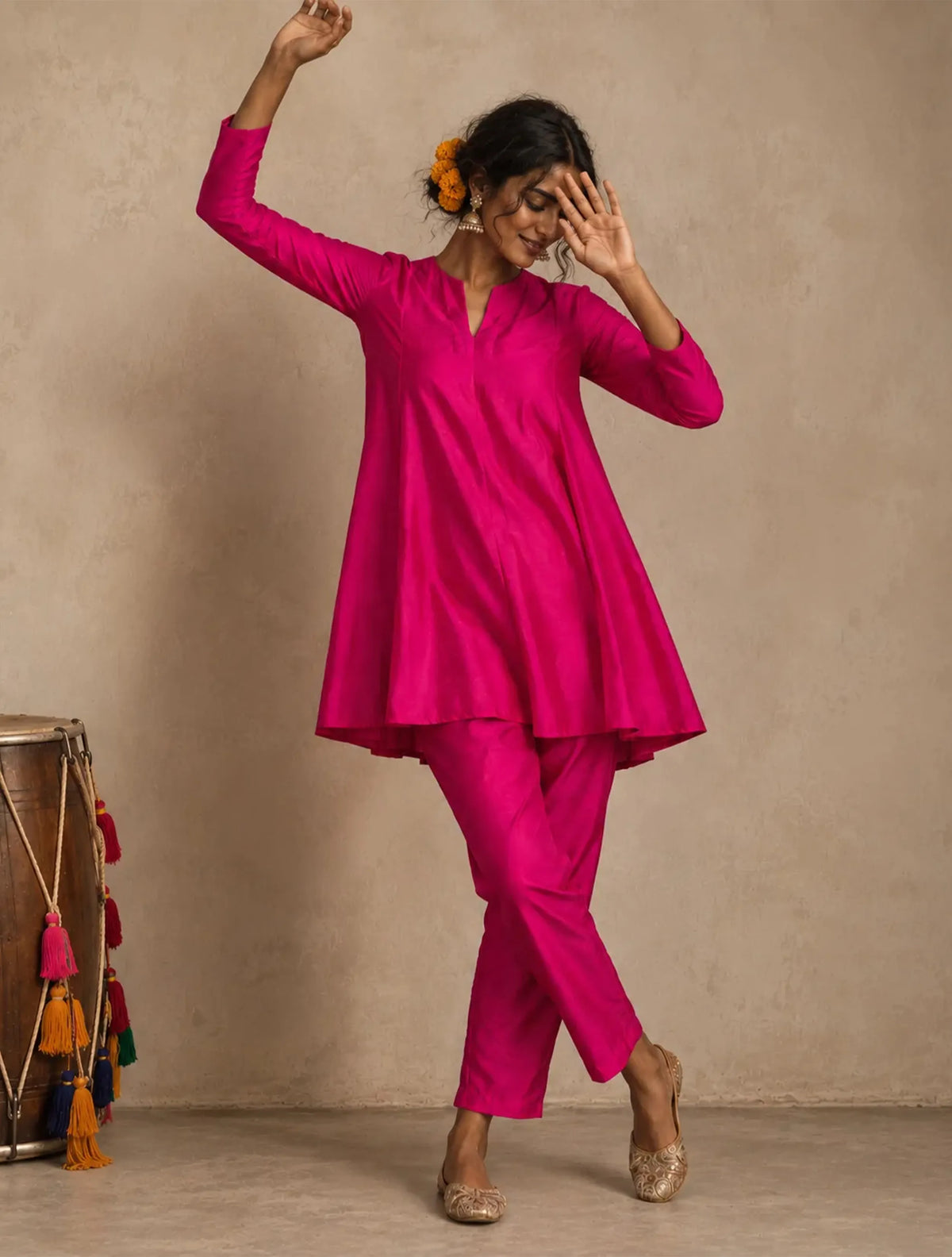 trueBrowns Pink Silk Co-ord Set