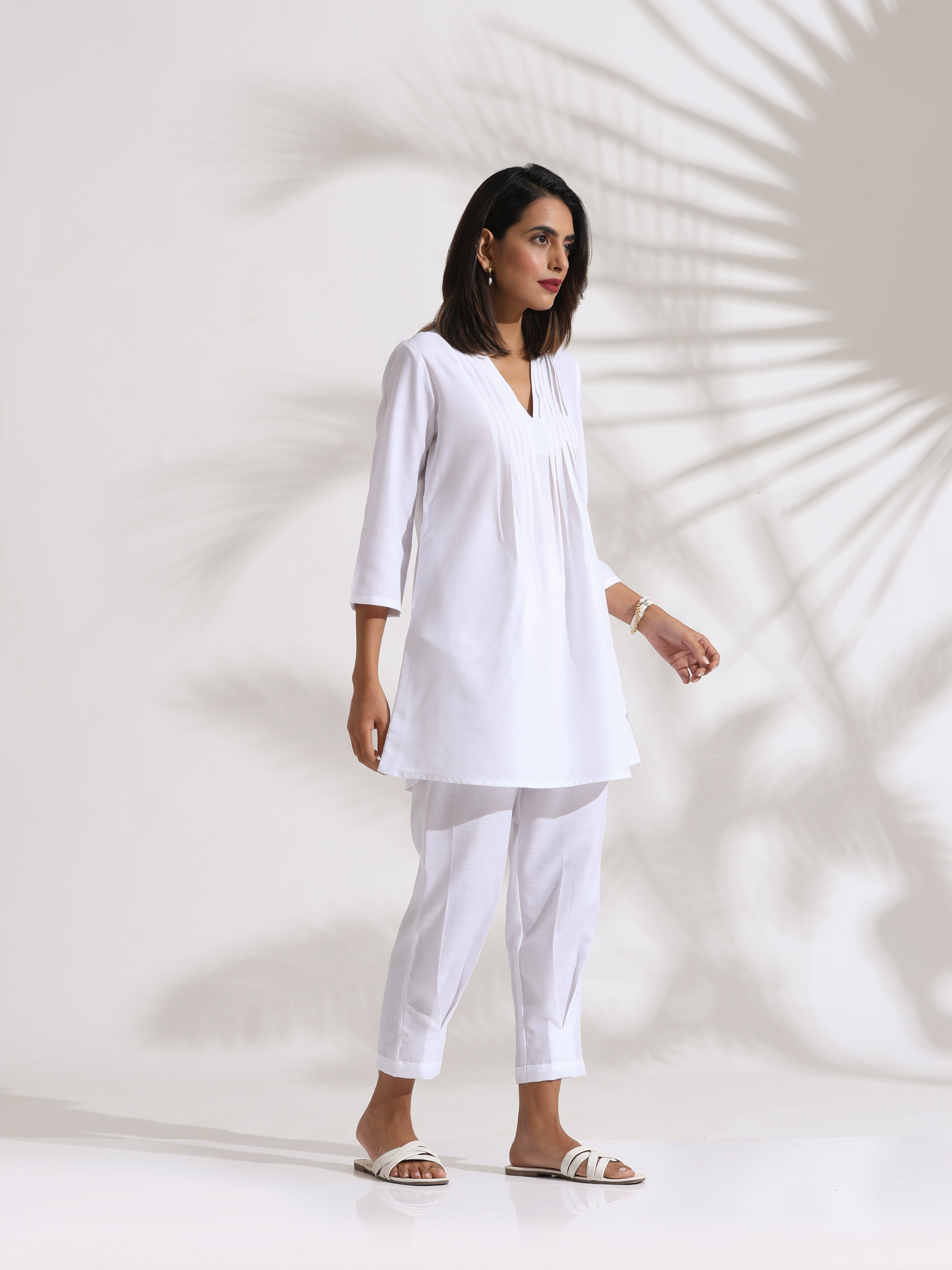 trueBrowns White Slub Co-ord Set