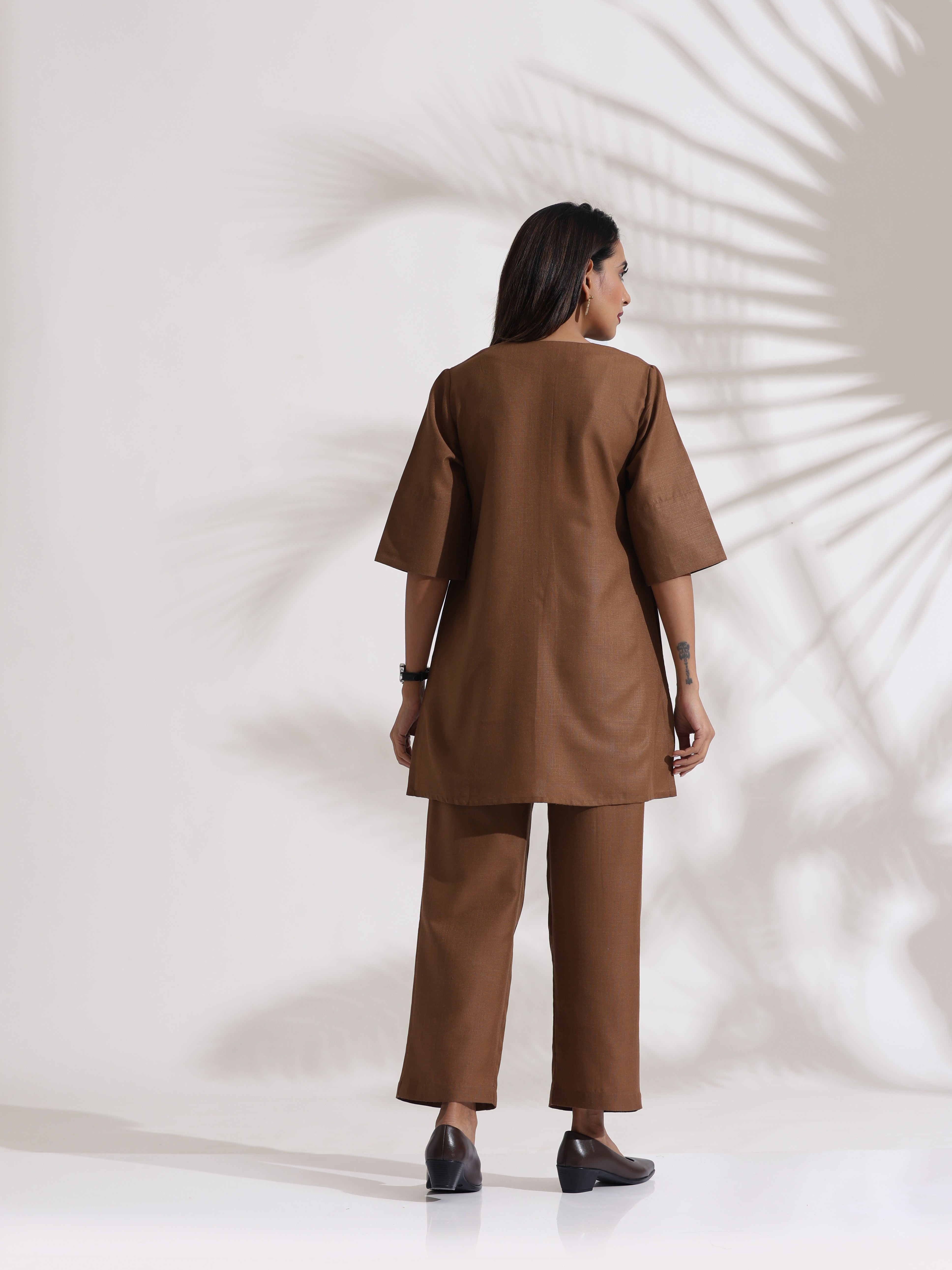 trueBrowns Brown Slub Co-ord Set
