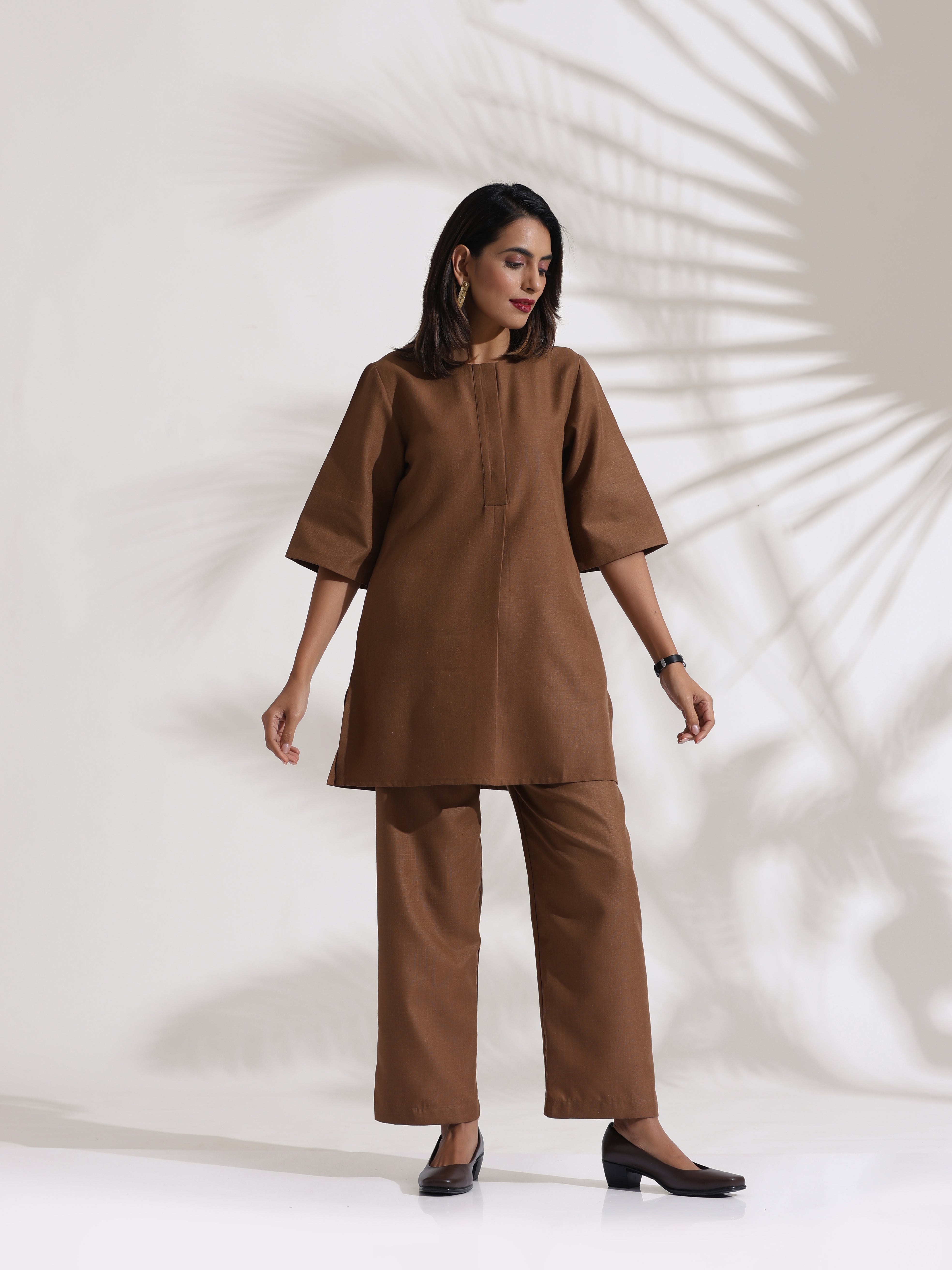 trueBrowns Brown Slub Co-ord Set
