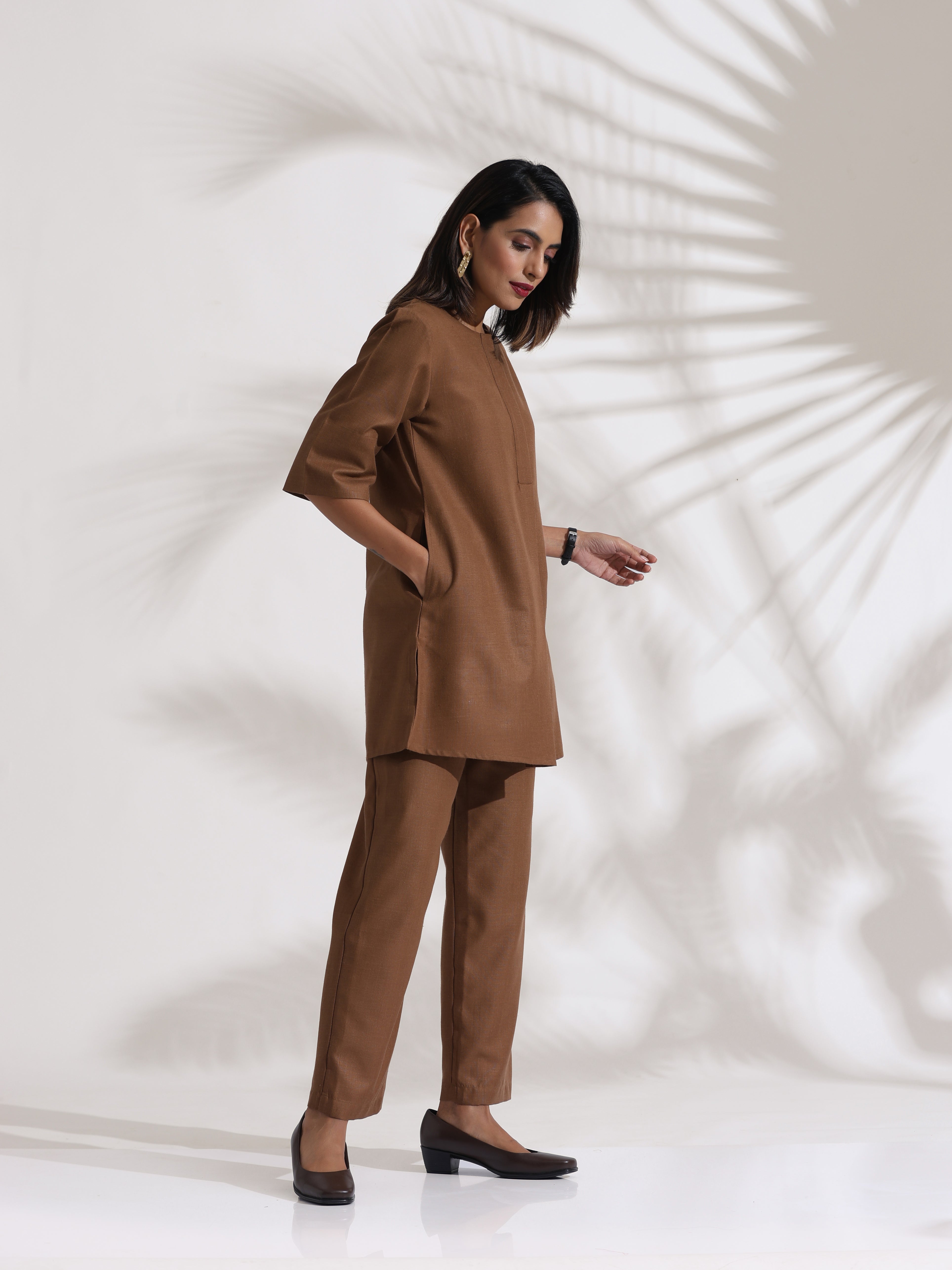 trueBrowns Brown Slub Co-ord Set