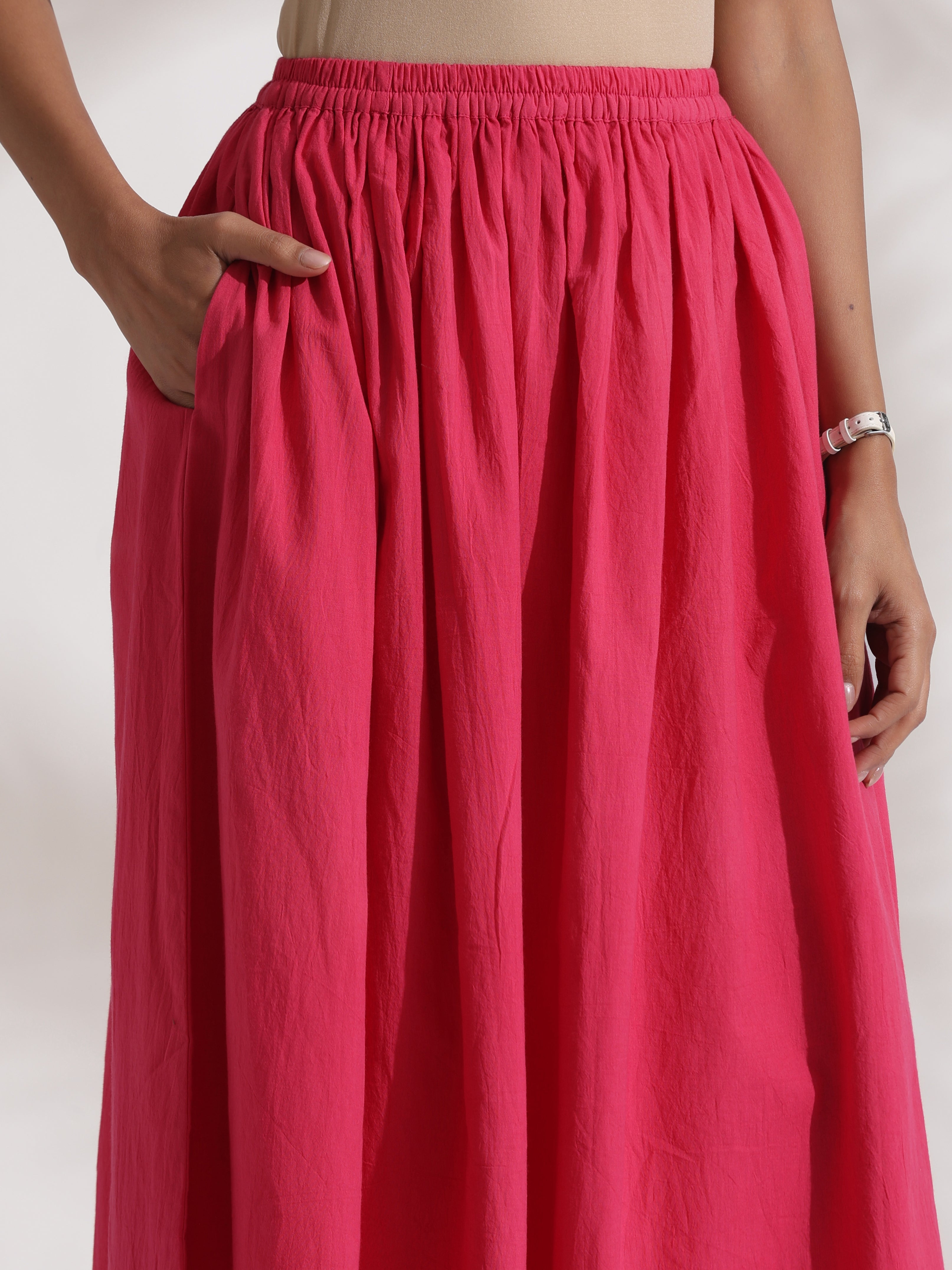 trueBrowns Pink Cotton Skirt Co-ord Set