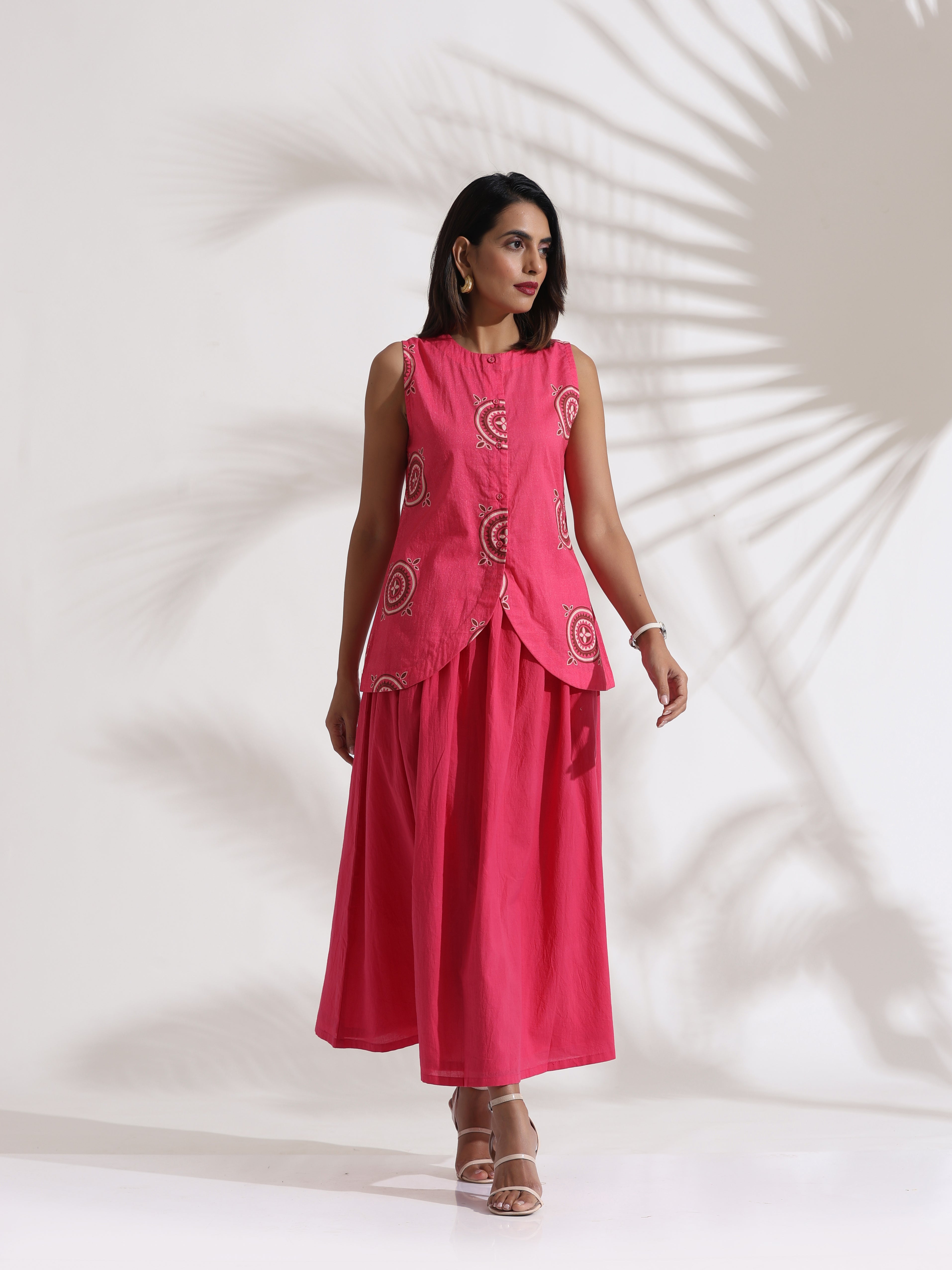 trueBrowns Pink Cotton Skirt Co-ord Set