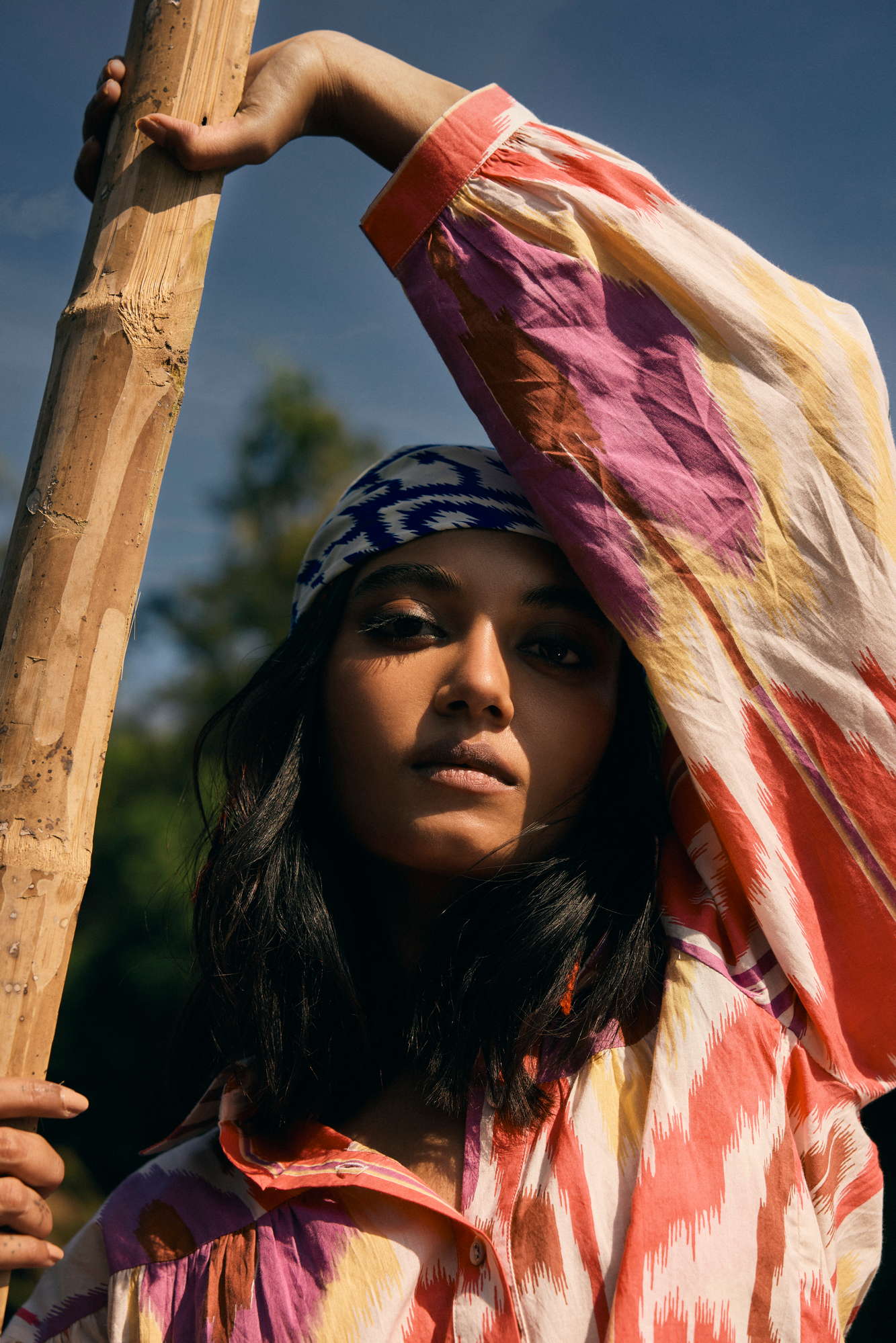 trueBrowns Pink Cotton Ikat Shirt Co-ord Set