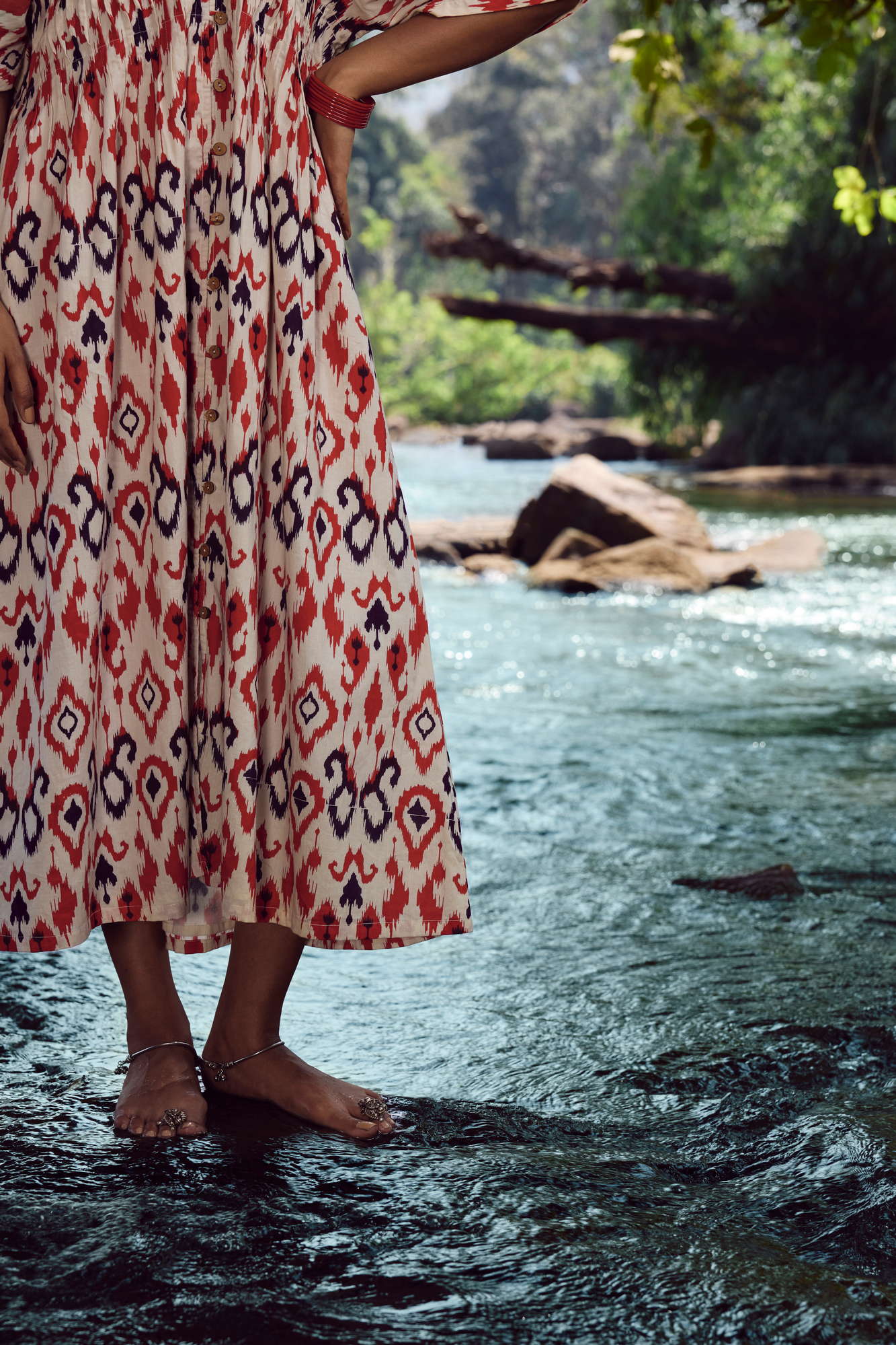 trueBrowns Carrot Cotton Ikat Dress