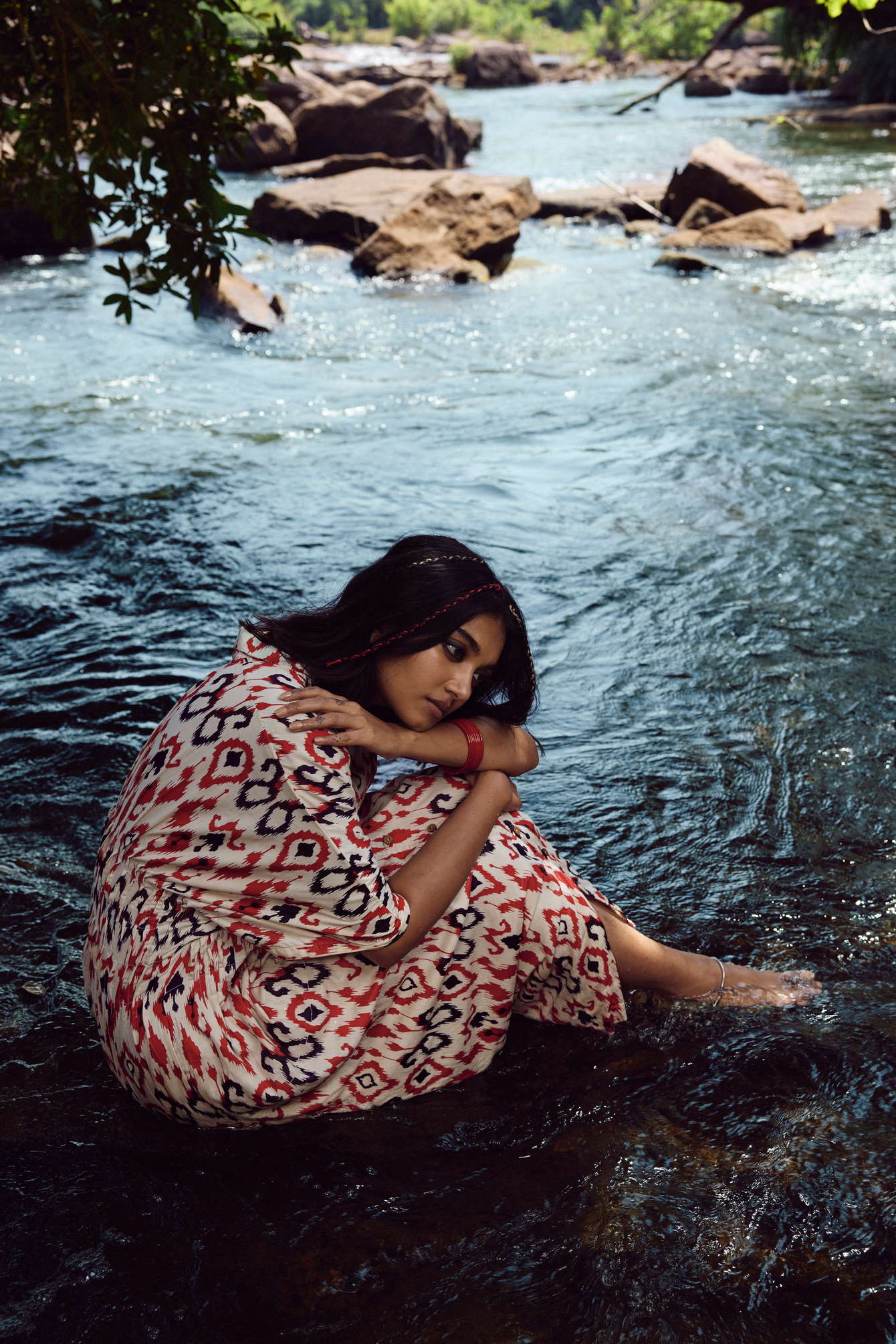 trueBrowns Carrot Cotton Ikat Dress