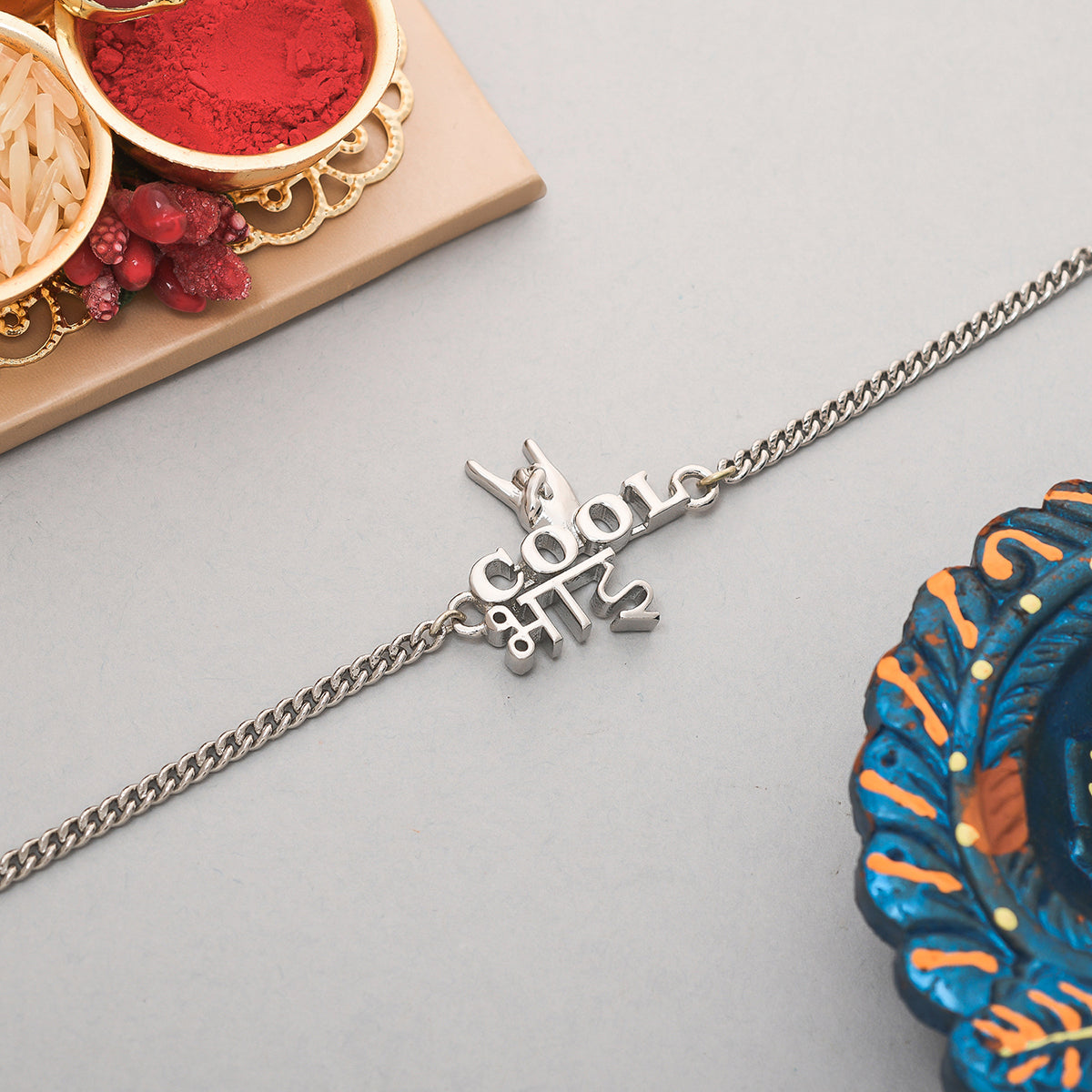 trueBrowns Cool Bhai Silver Tone Rakhi