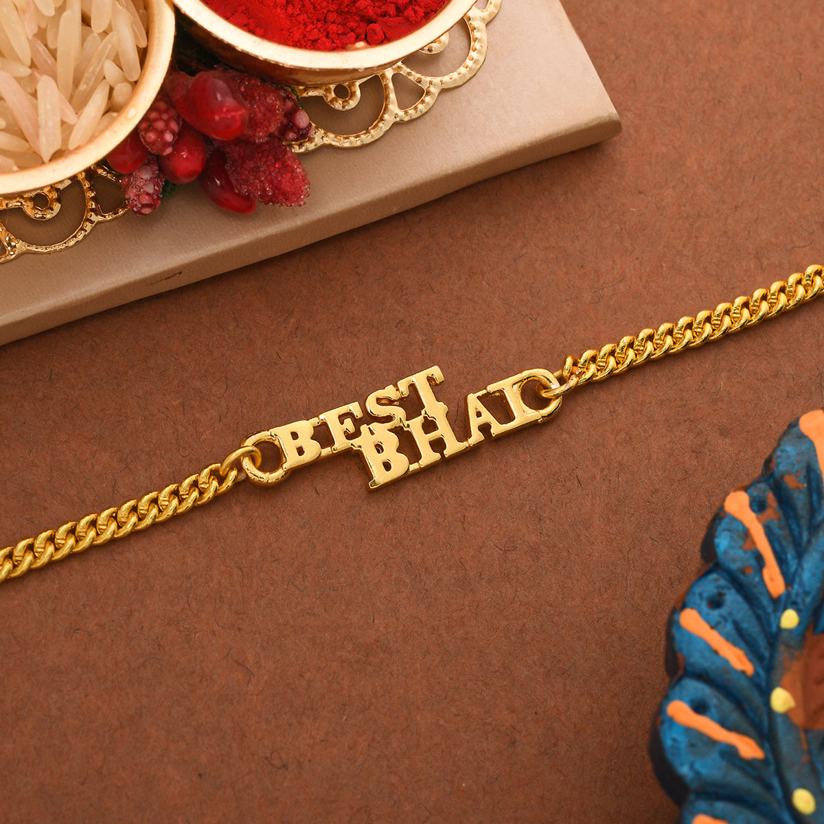 trueBrowns Best Bhai Gold Tone Bracelet Style Rakhi