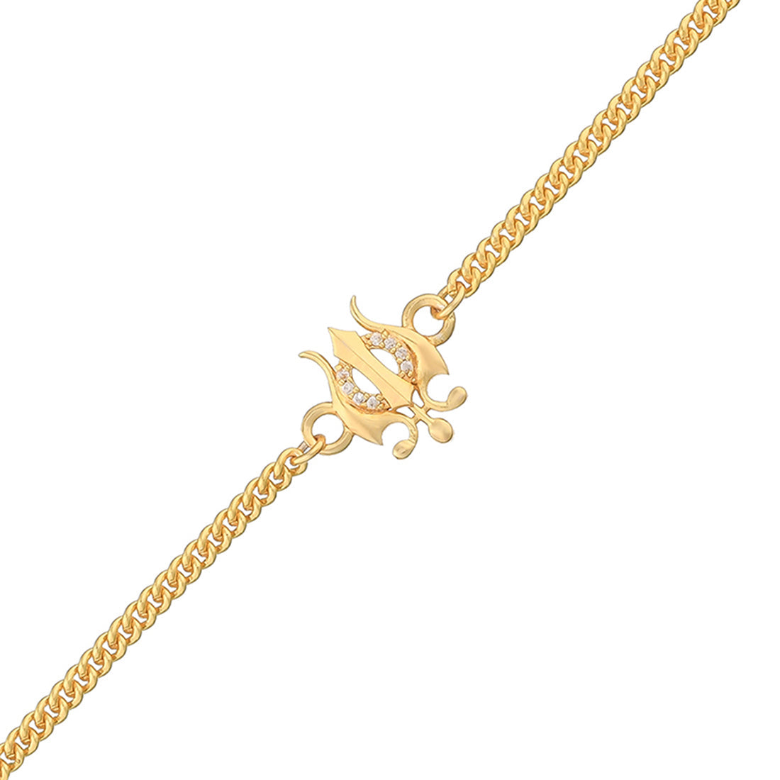 trueBrowns Yellow Gold Plated Trishul Bracelet Rakhi
