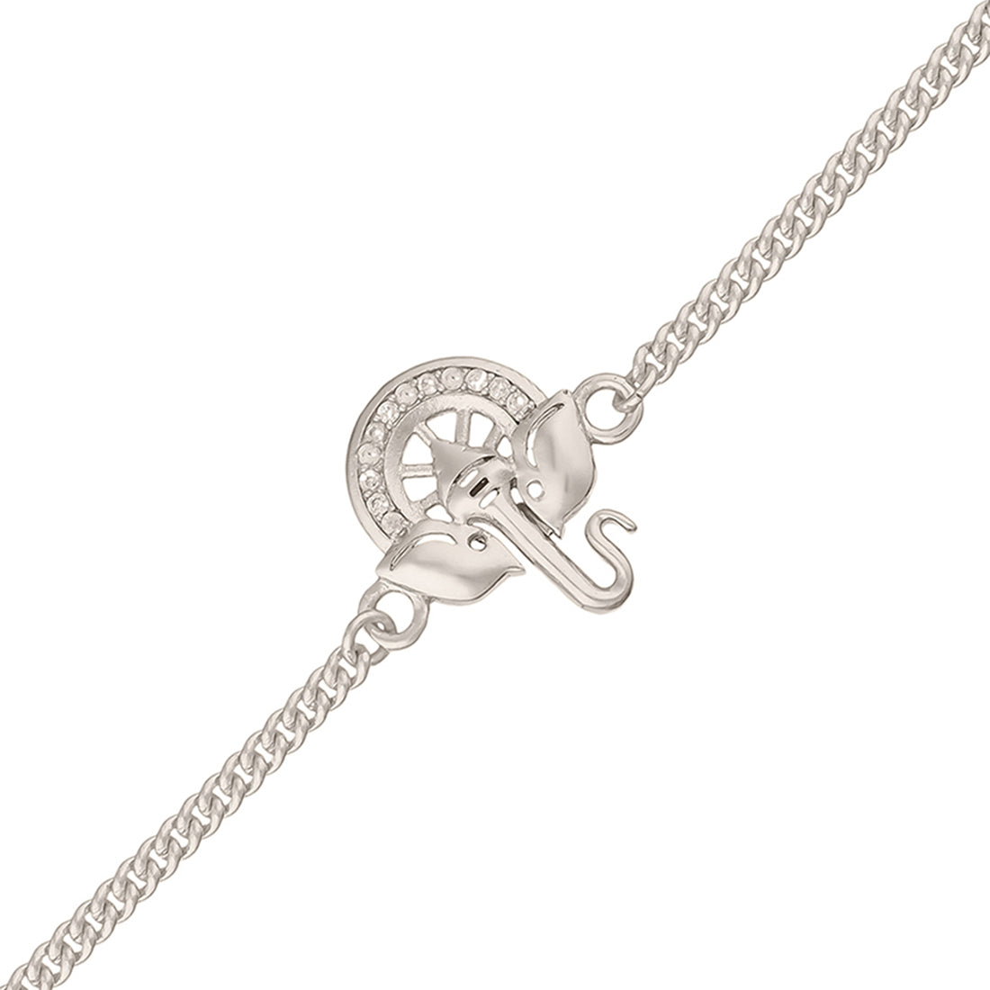 trueBrowns Silver Tone Ganesha Bracelet Rakhi