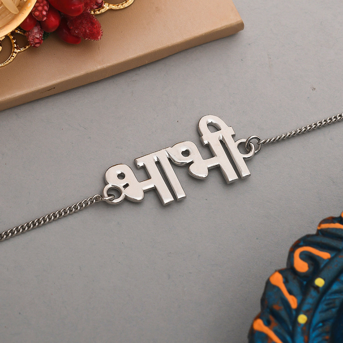 trueBrowns Special Silver Tone Bracelet Style Bhabhi Rakhi