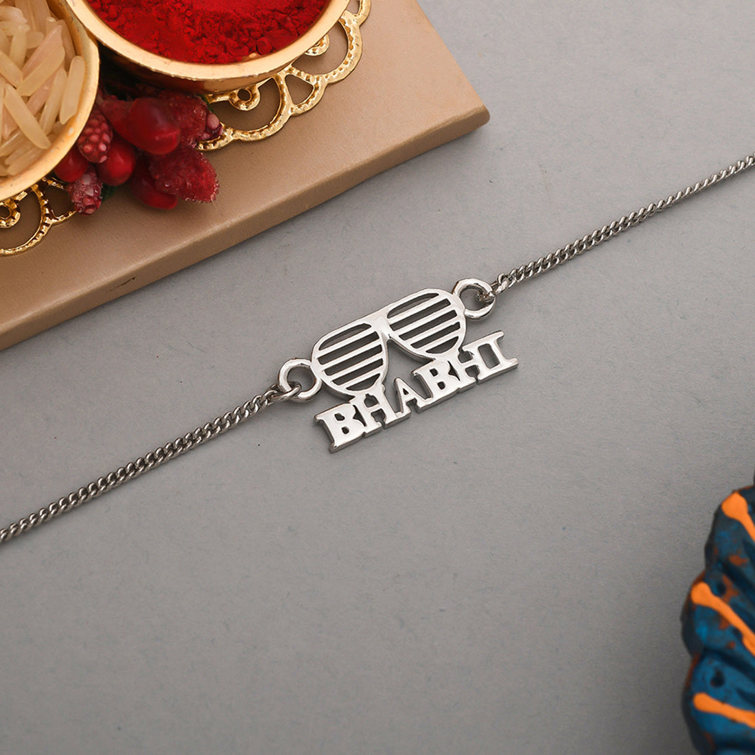 trueBrowns Stylish Silver Tone Bracelet Style Bhabhi Rakhi