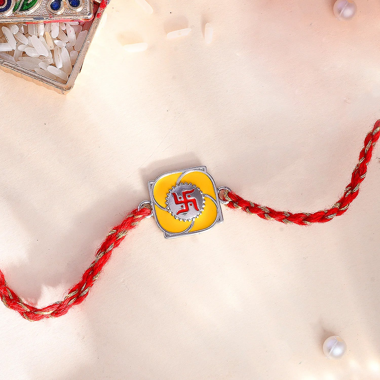 trueBrowns Sterling Silver Square Swastik Rakhi