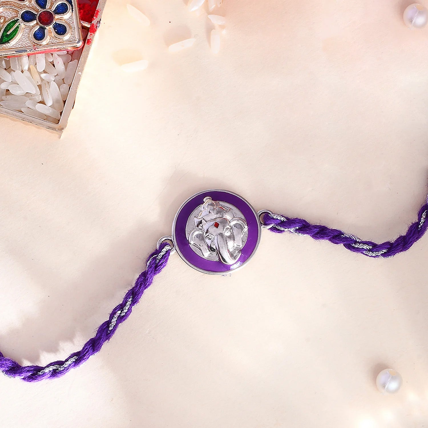 trueBrowns Sterling Silver Purple Ganesha Rakhi