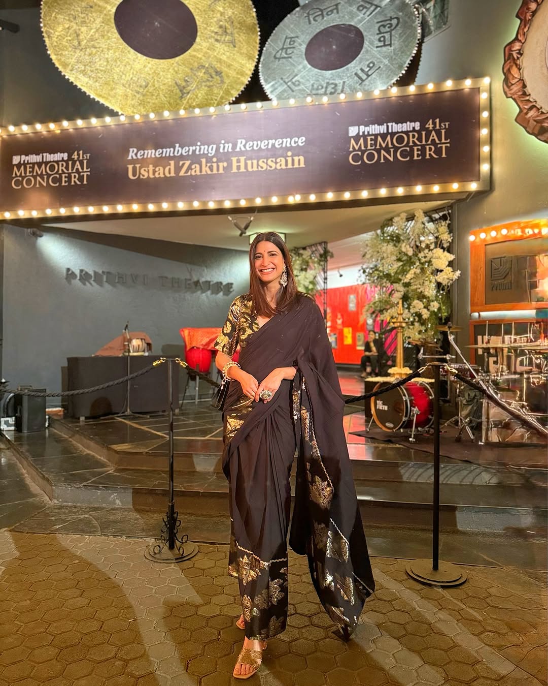 trueBrowns Black Metallic Ready To Wear Saree