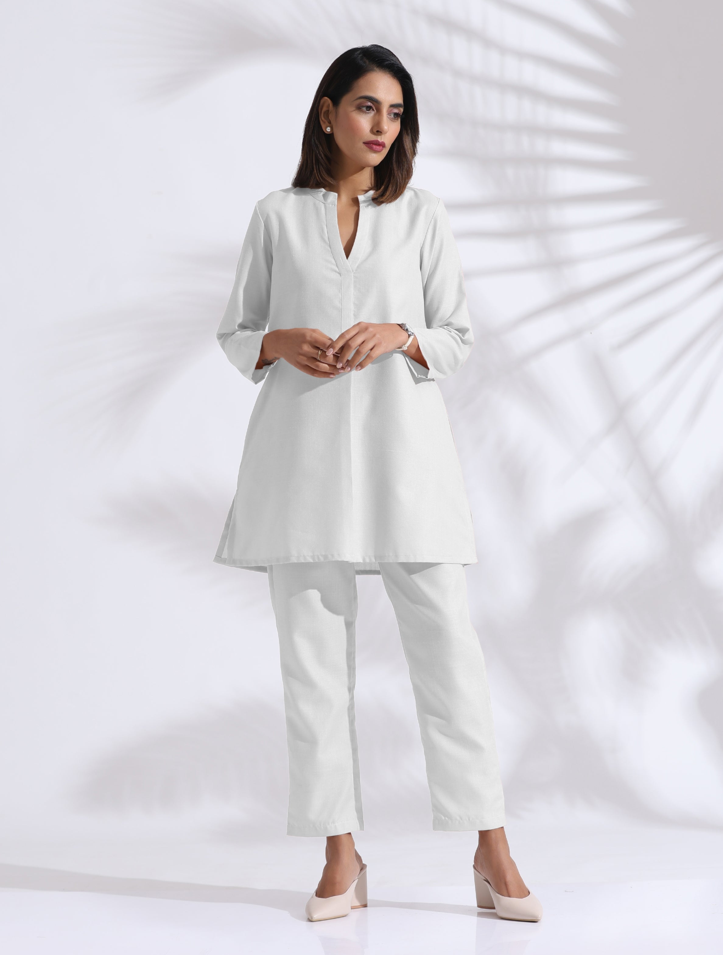 trueBrowns White Cotton Blend Co-ord Set