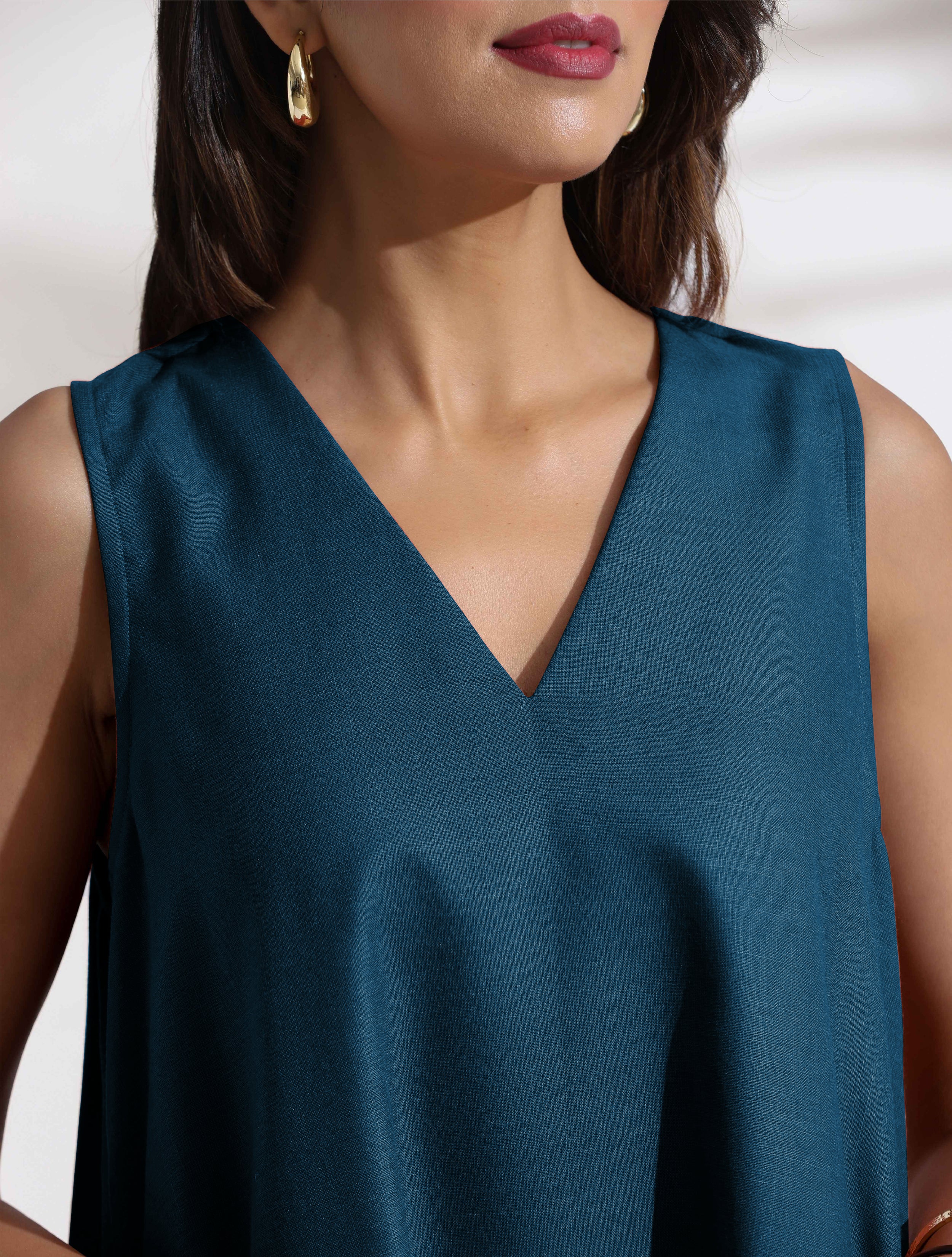 trueBrowns Dark Blue Cotton Blend Short Dress