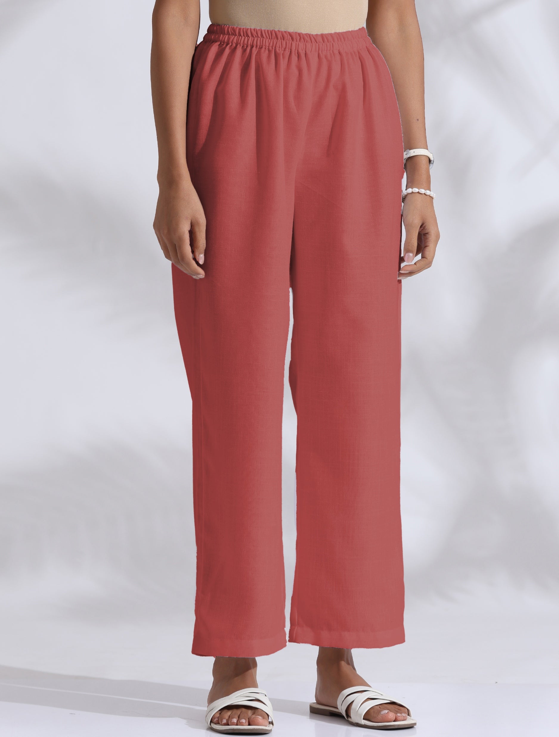 trueBrowns Pink Cotton Blend Pleated Kurta Co-ord Set