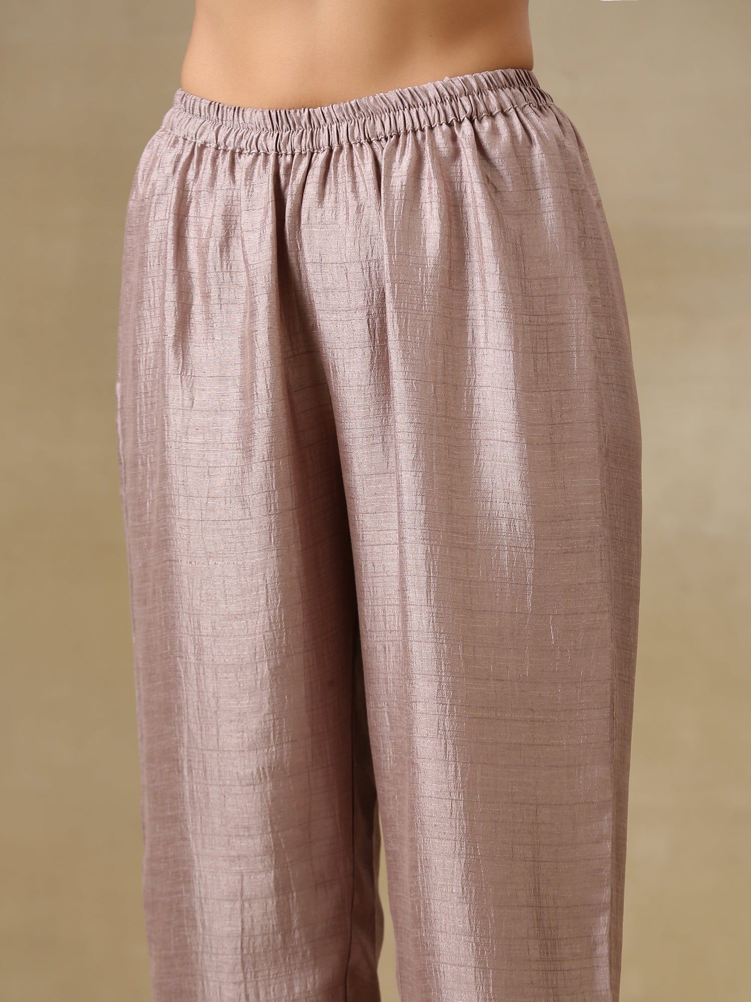 Blue and Grey Textured Silk Sleeveless Round Hemline Kurta Pant Set