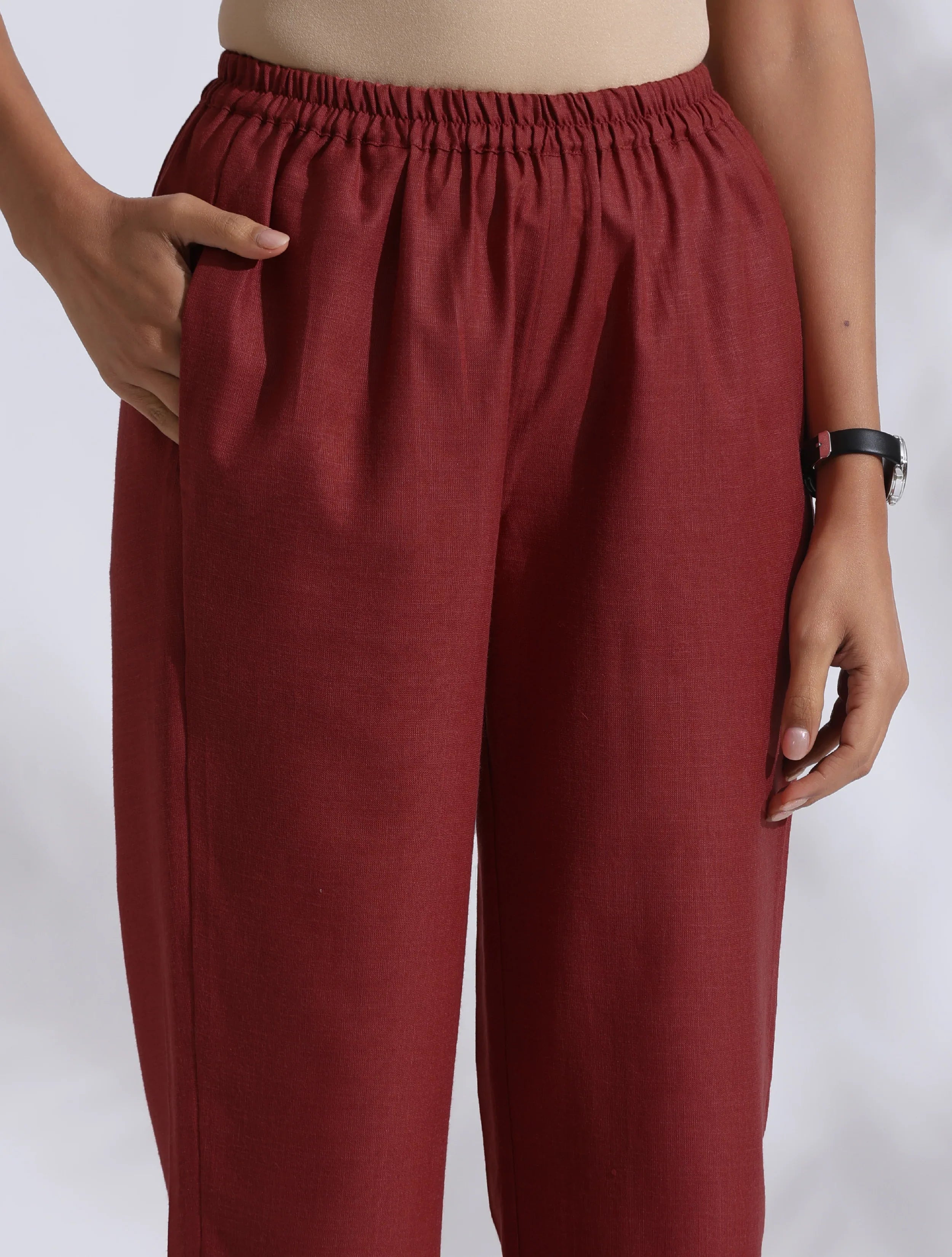 trueBrowns Brown Slub Highslit Kurta Set