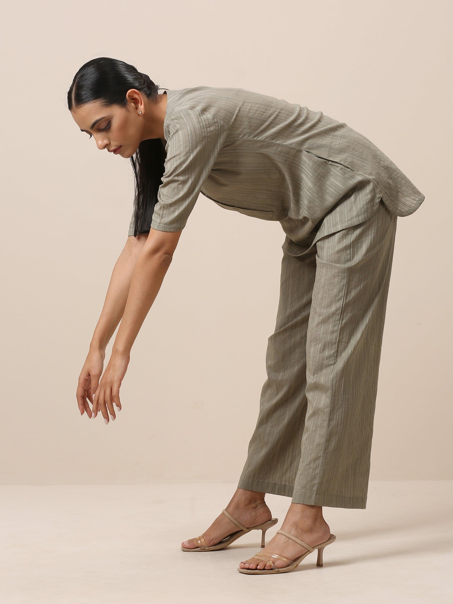 Cotton Olive Green Short Co-Ord Set - trueBrowns