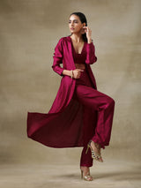 Purple Textured Silk Overlay Jacket Blouse Pant Set | Relove