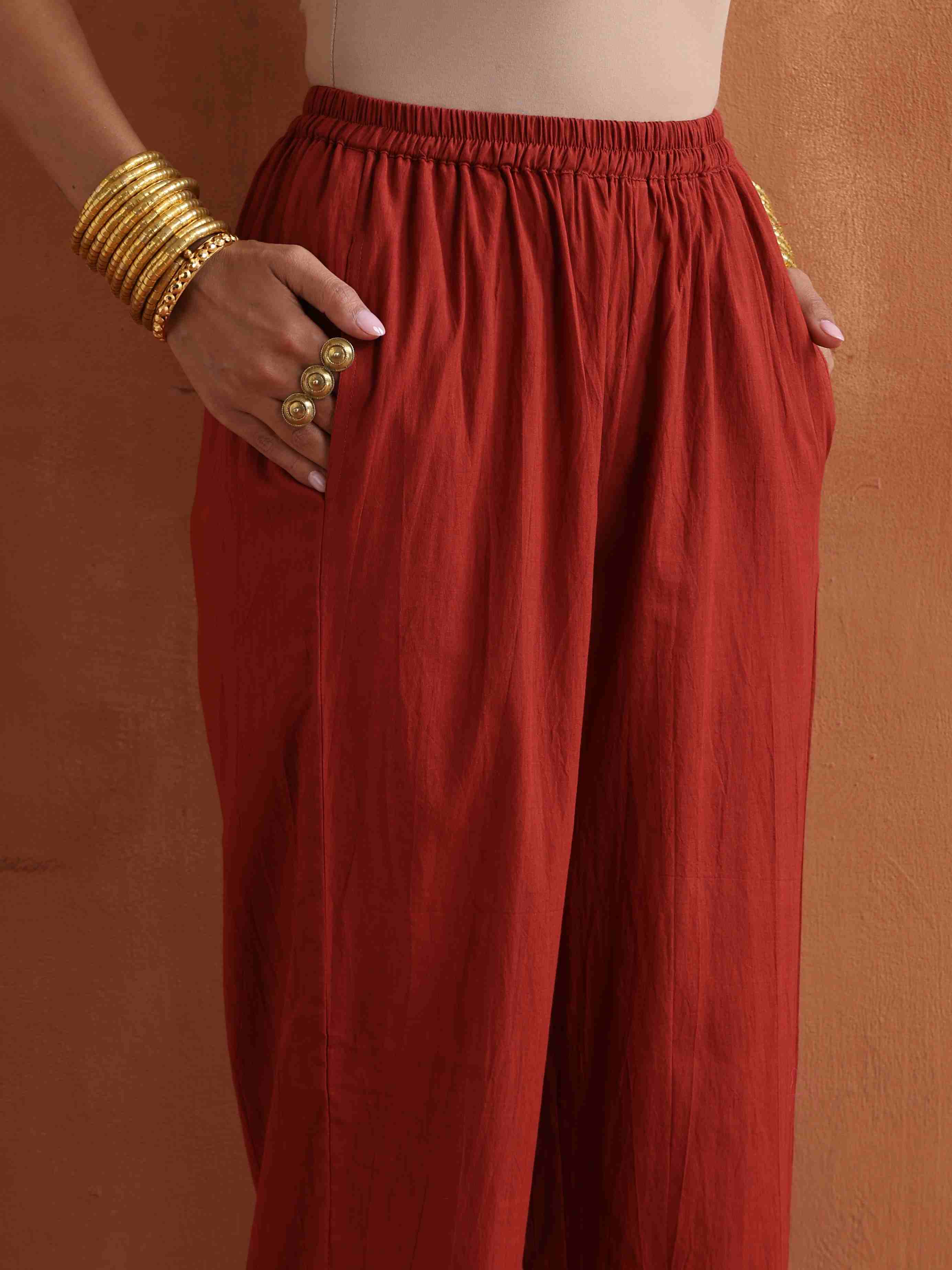 trueBrowns Rust Metallic Angrakha Kurta Set