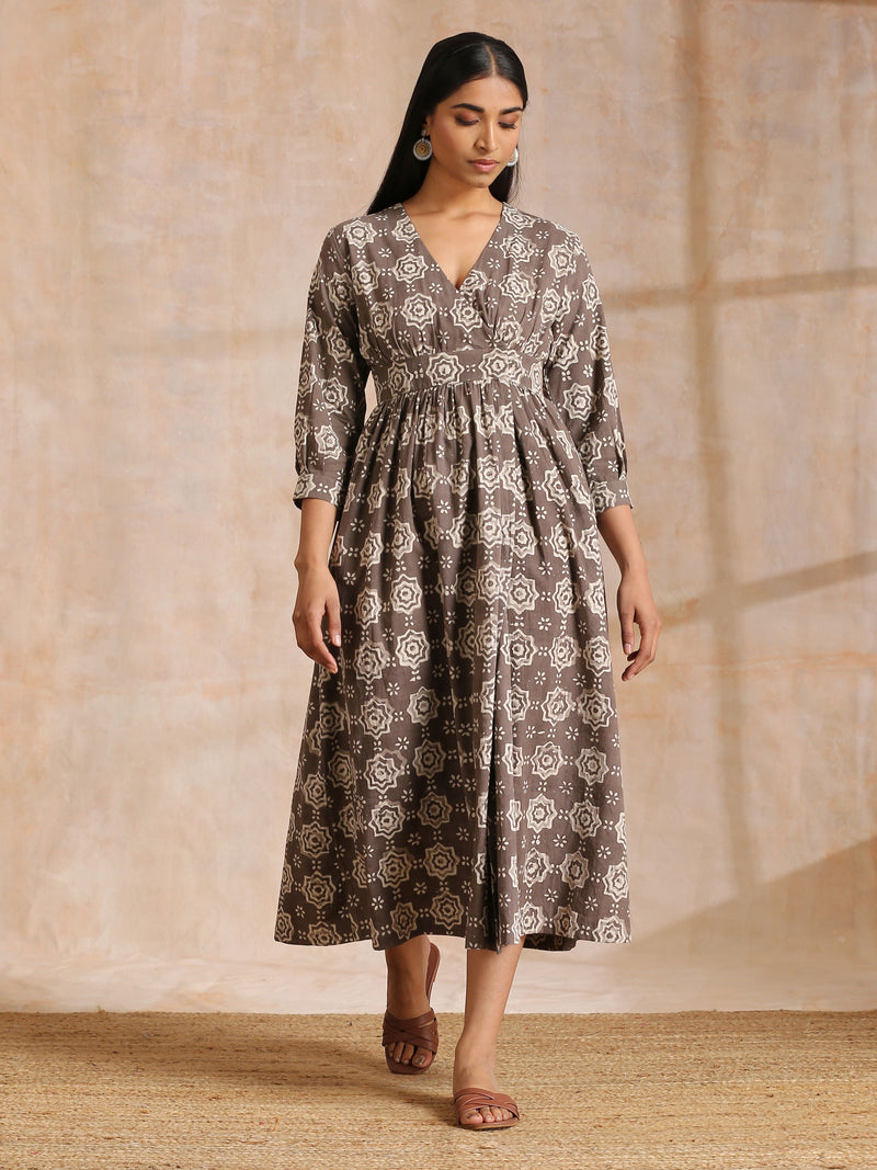 Clay Dabu Overall Print Cotton Wrap Dress