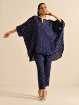 Blue Bandhani Silk Printed Boxy Fit Co-Ord Set