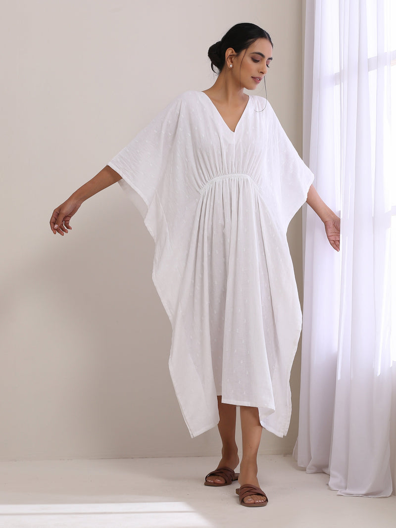 White Dobby Kaftan Dress | Relove