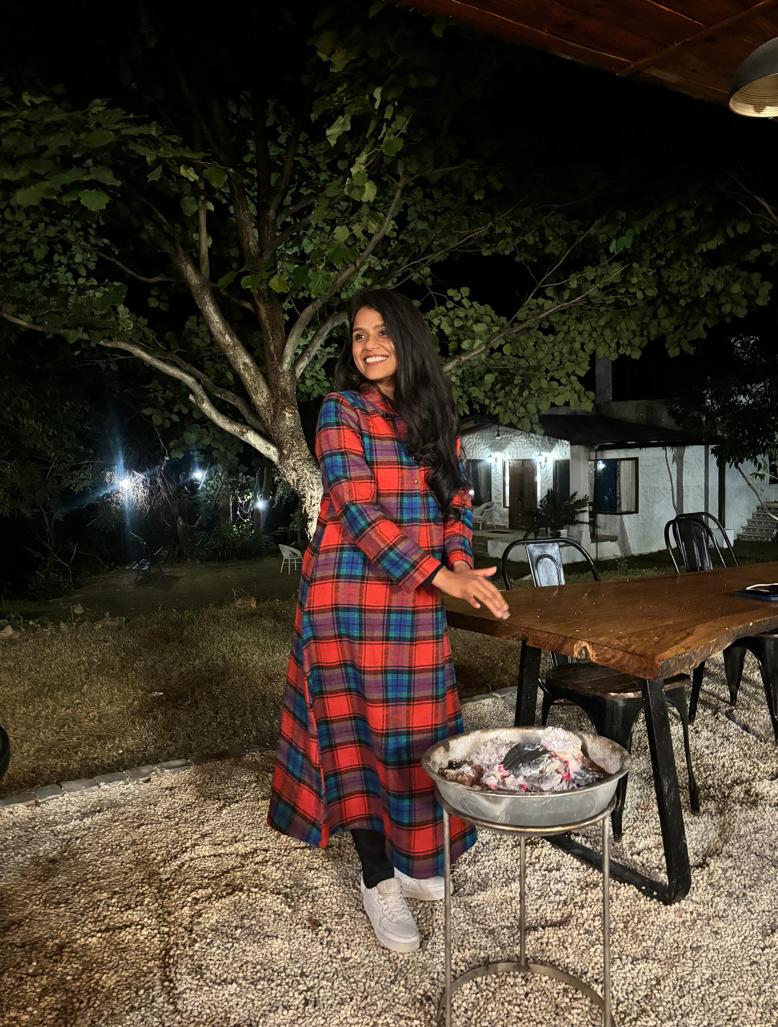 trueBrowns Red Bule Check Woollen Dress