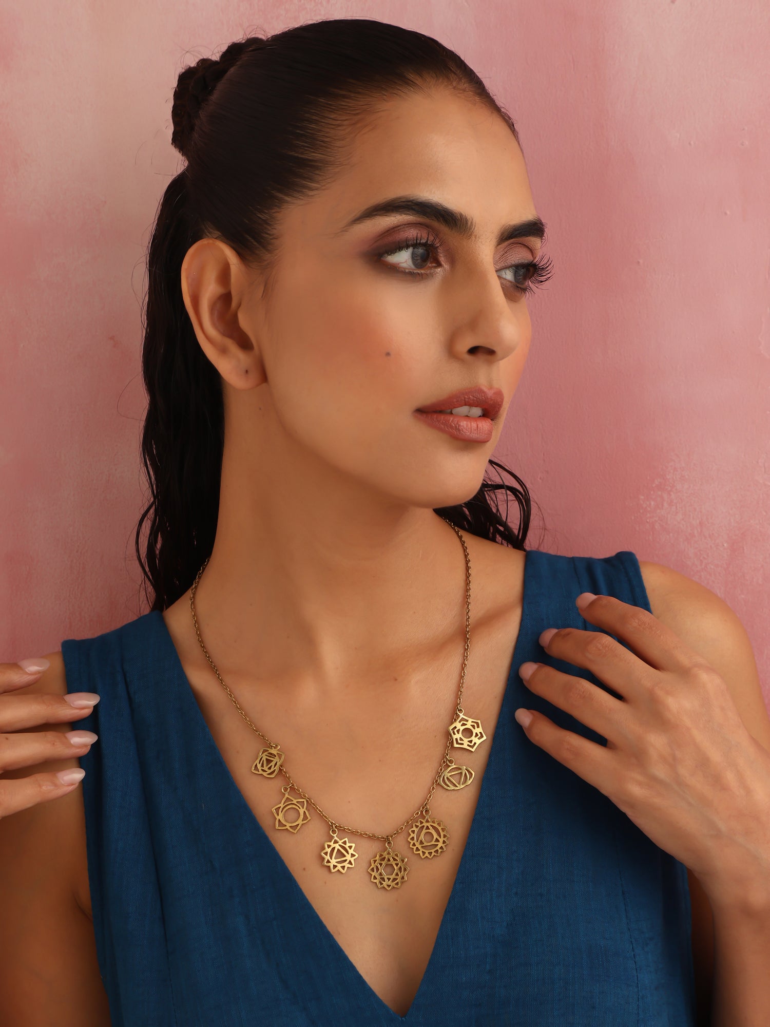 trueBrowns Brass Dangle Necklace