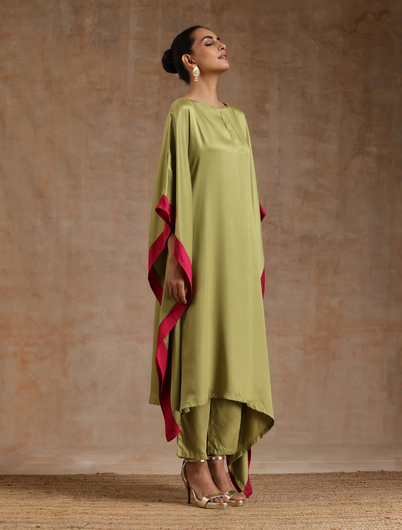 Light Green Modal High-Low Kaftan Kurta Set