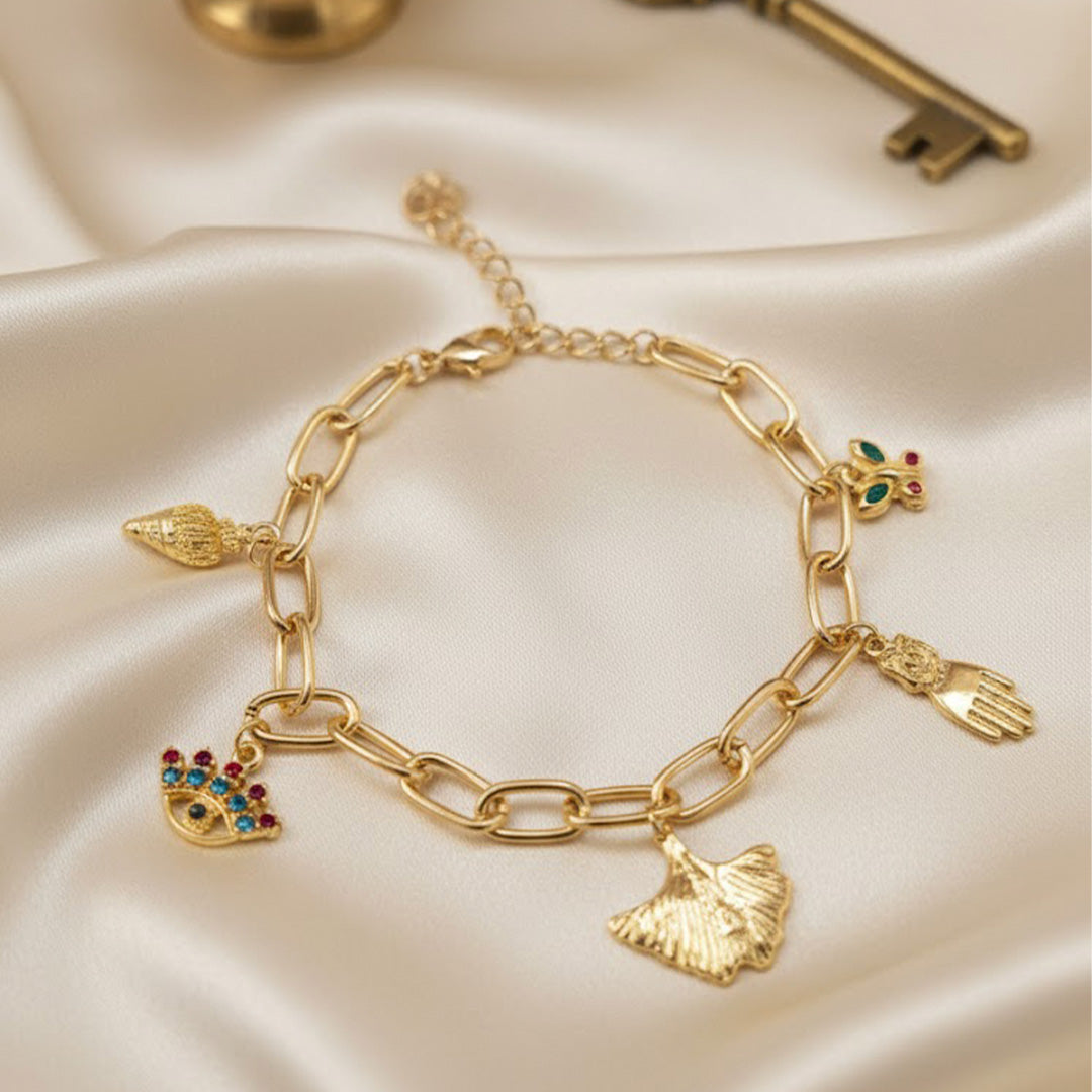 trueBrowns Emerald Ruby Charm Bracelet