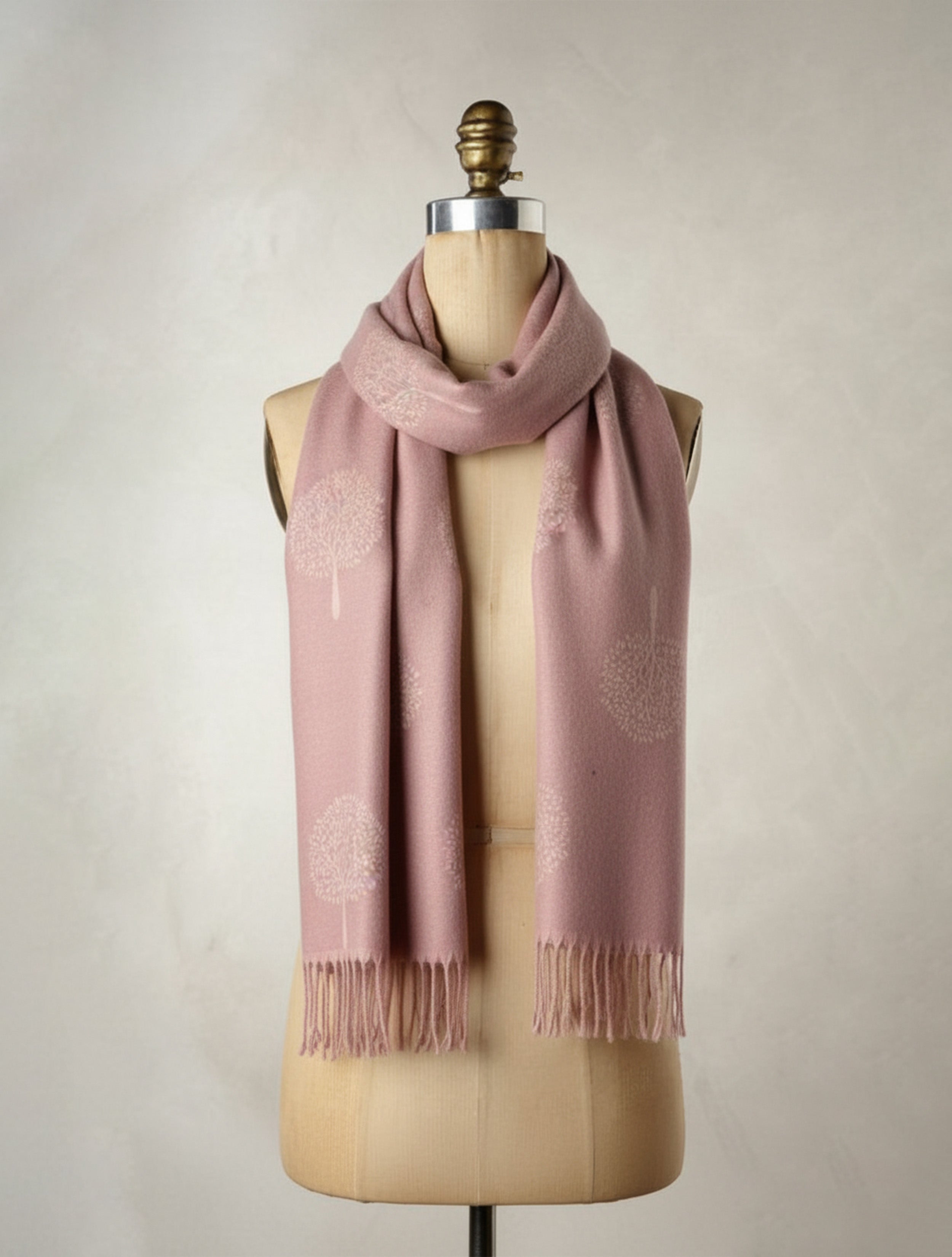 trueBrowns Pink Woollen Weave Floral Stole