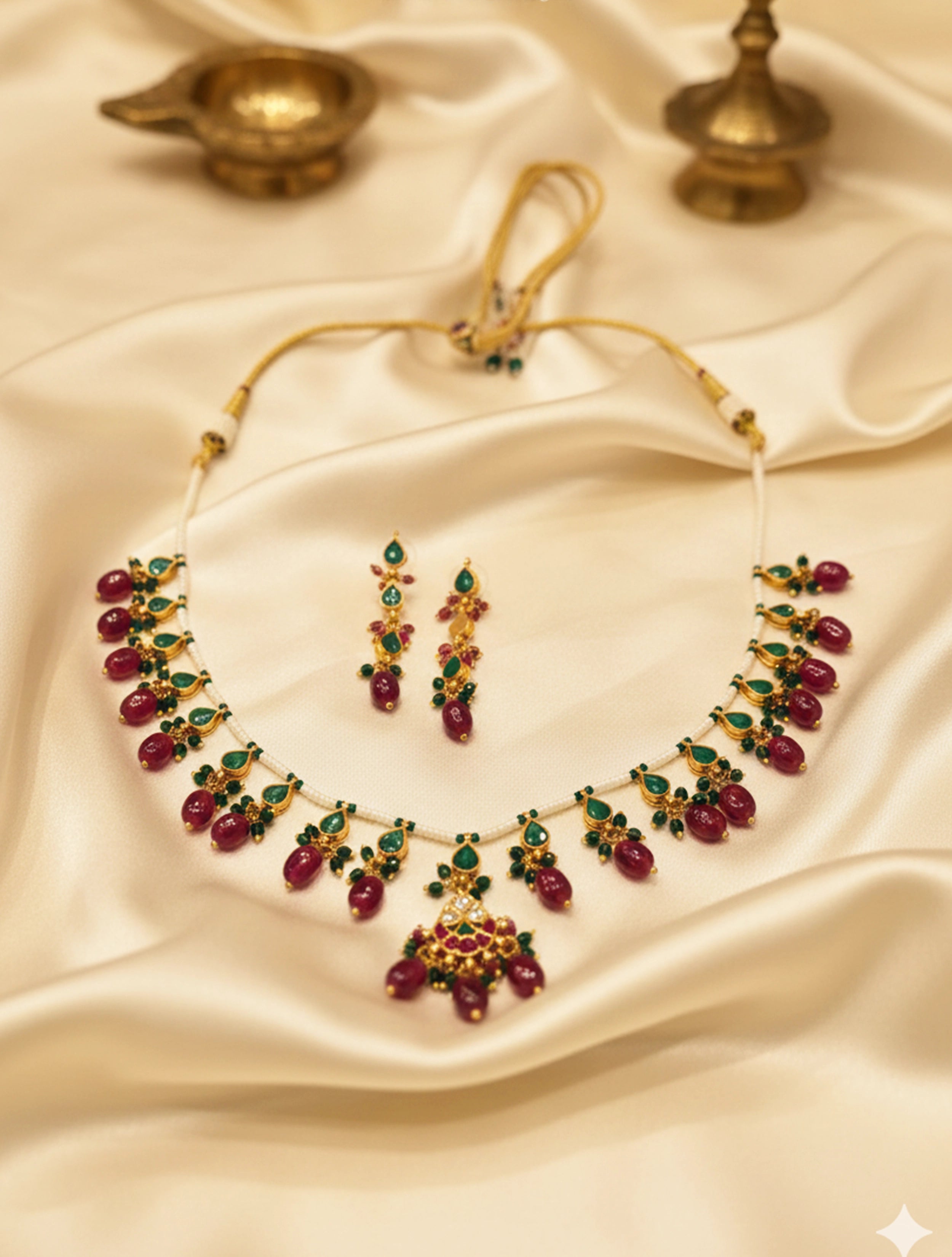 trueBrowns Maroon Pearl Necklace Set