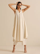 Off-White Sleeveless Kurta Pant Set