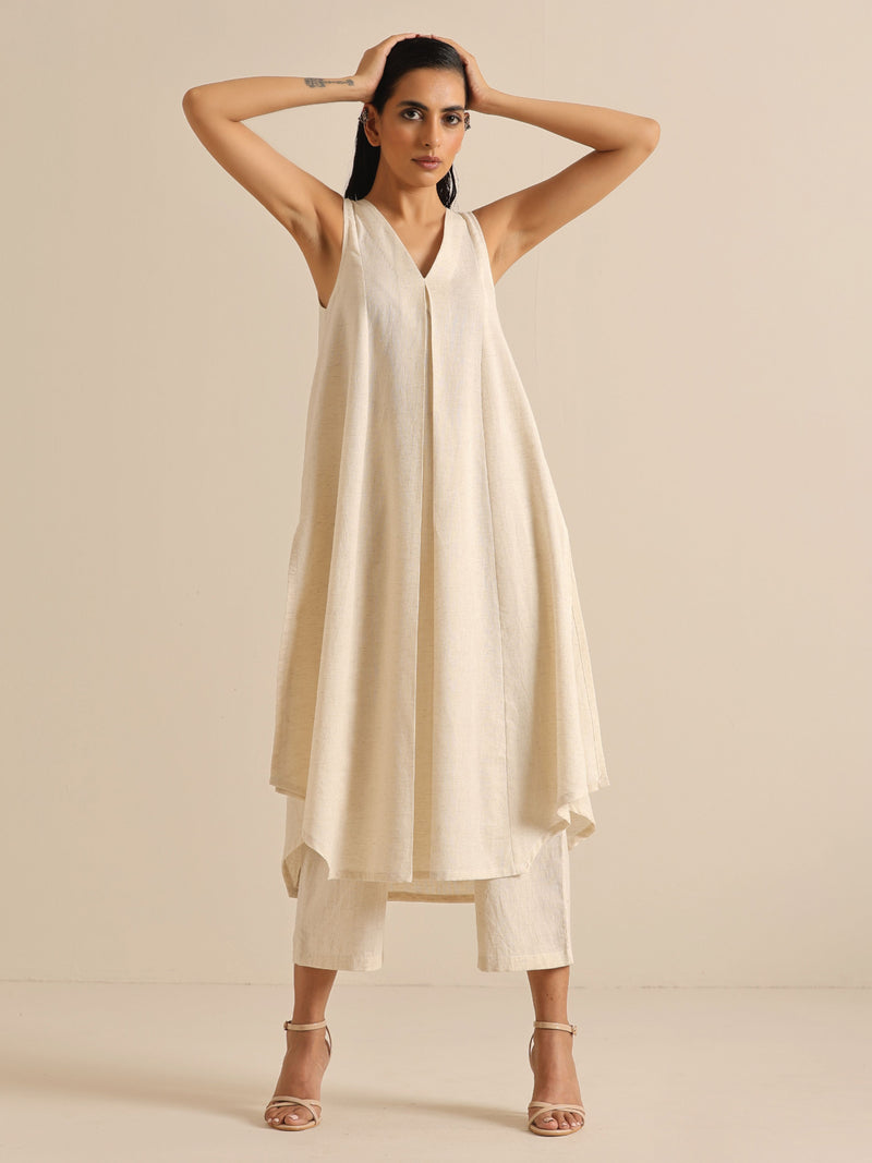 Off-White Sleeveless Kurta Pant Set