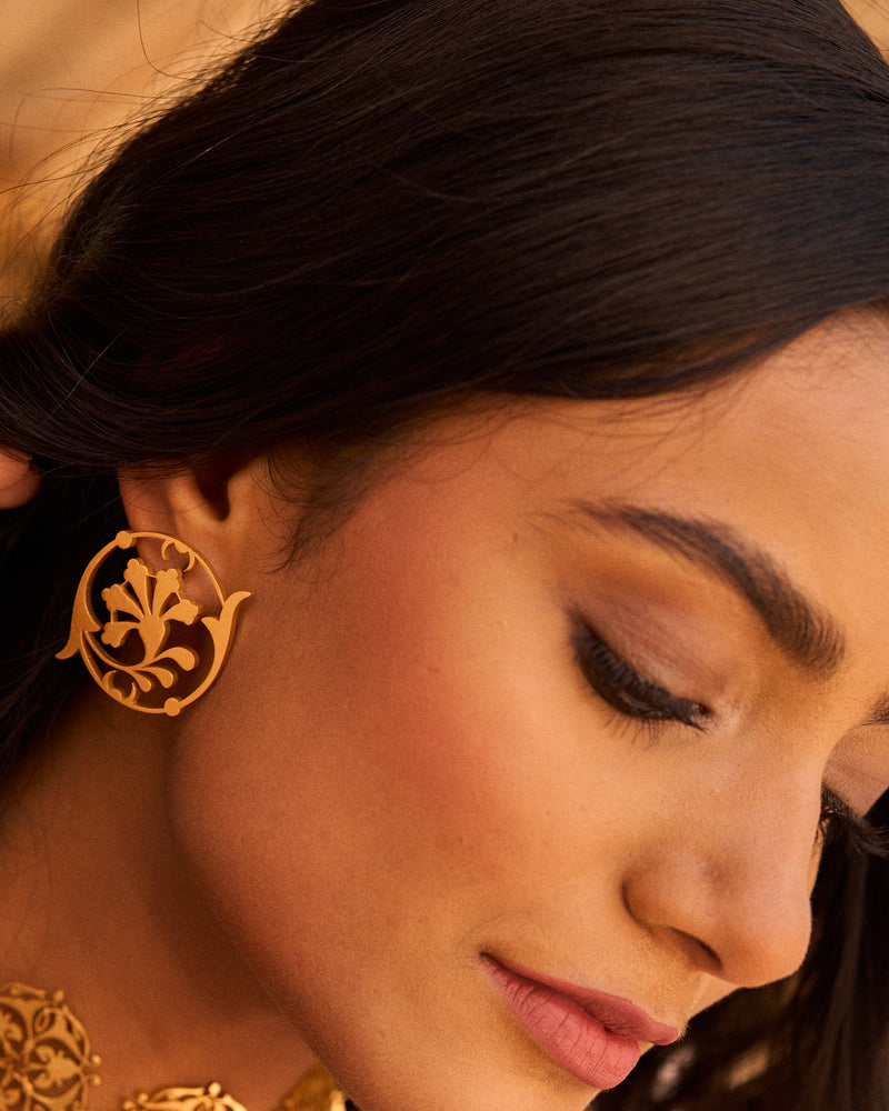 trueBrowns 22K Gold-Plated Floral Earrings