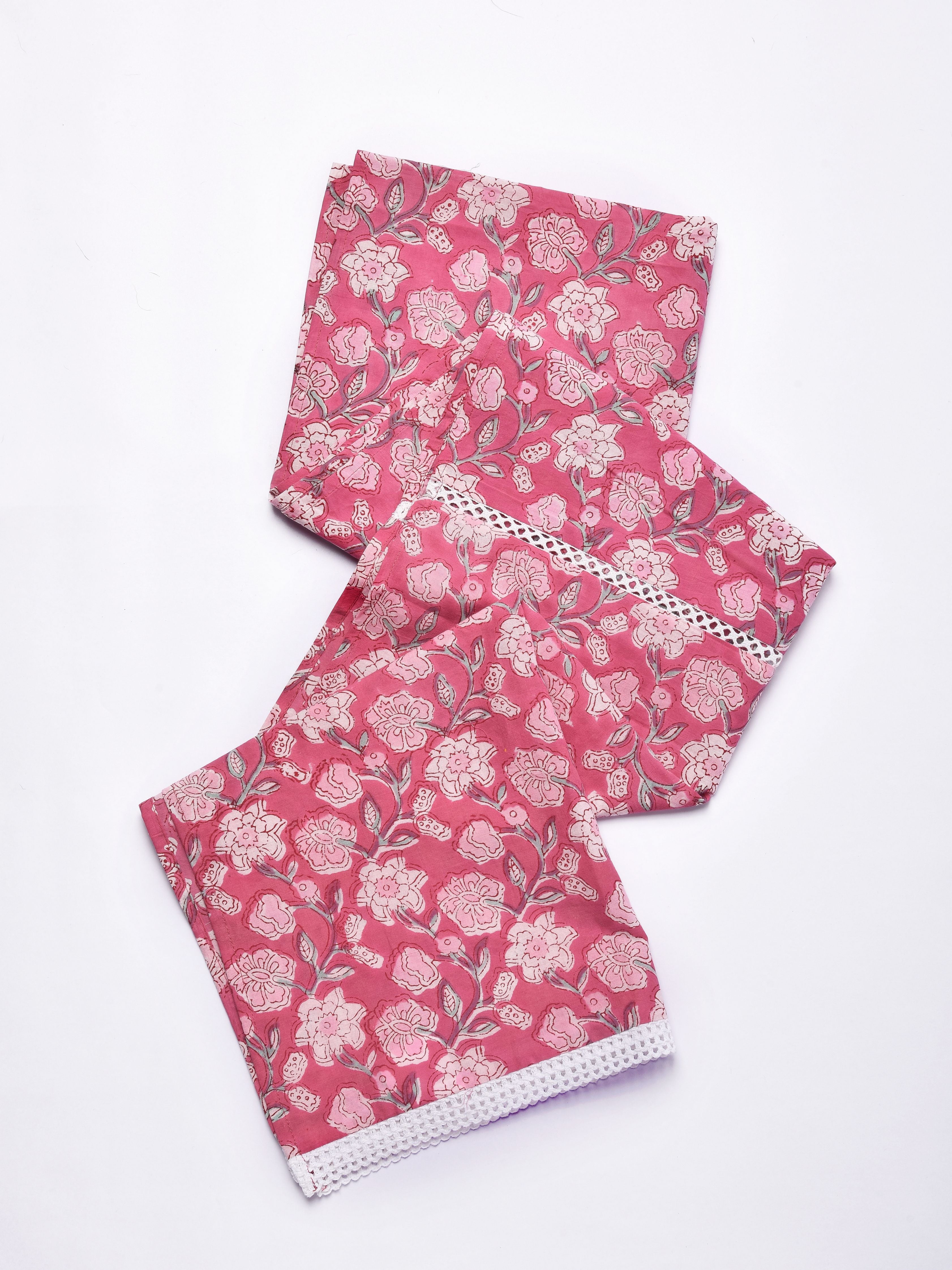 Pink Overall Block Print Cotton Stole