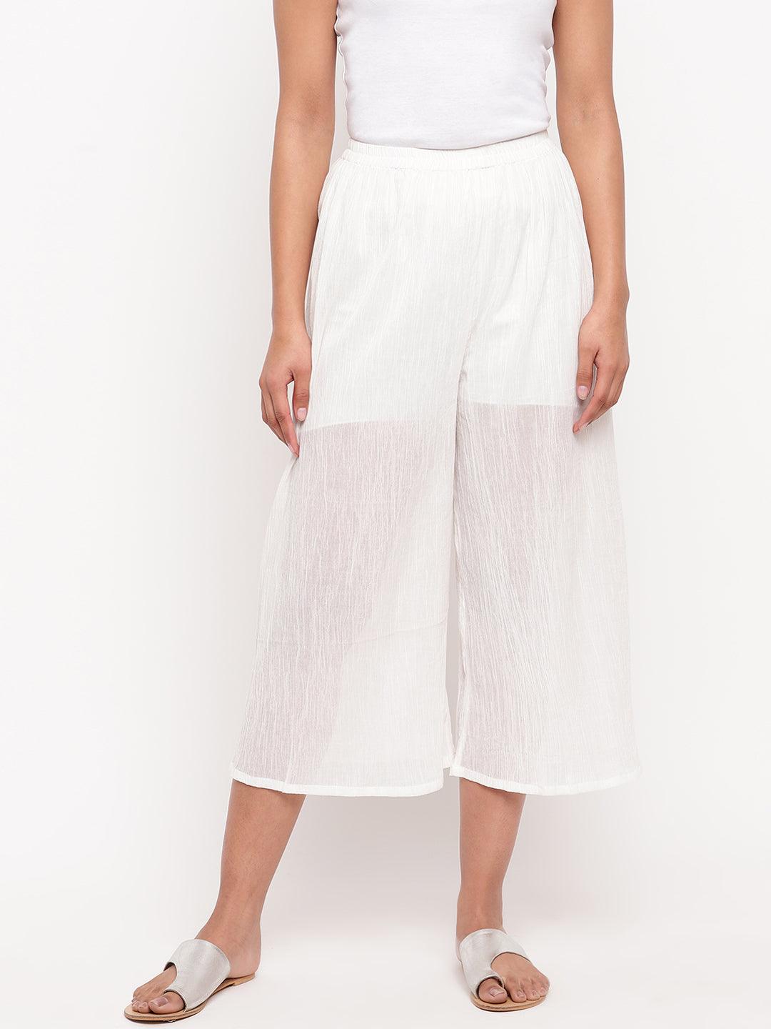 White Crinkled Palazzo - trueBrowns
