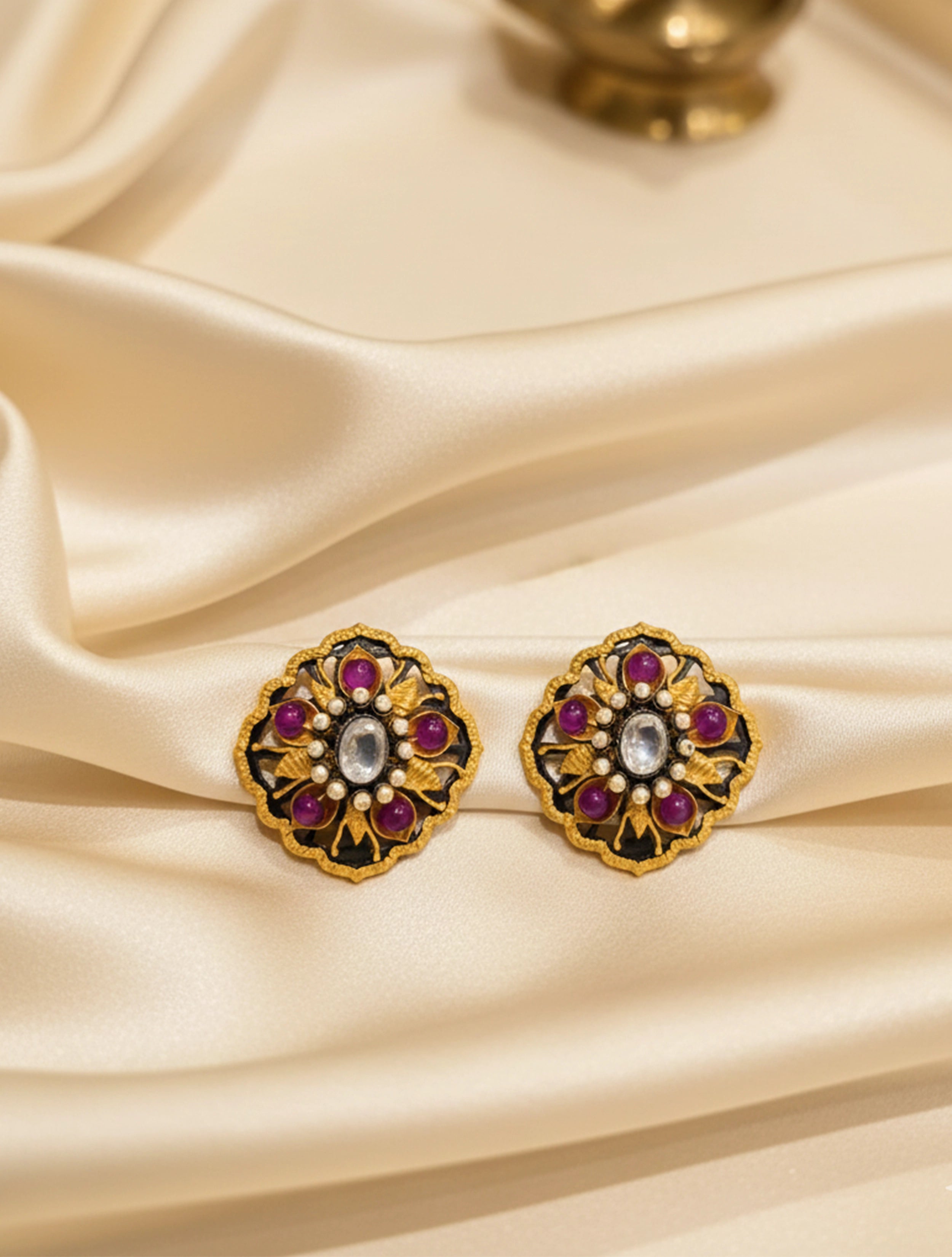 trueBrowns Royal Floral Studs Earrings
