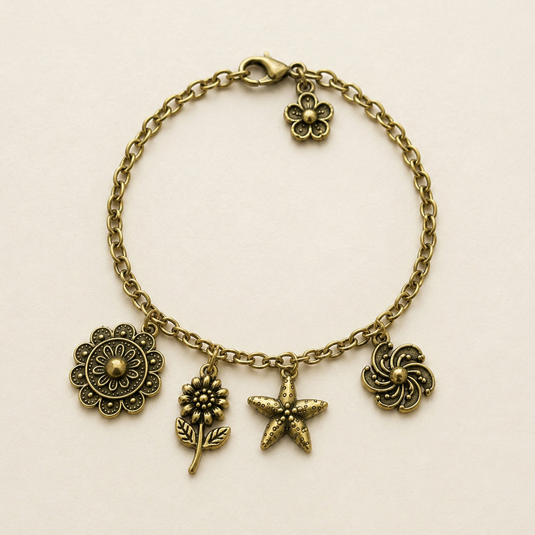 trueBrowns Multi Charm Bracelet Rakhi (Golden)