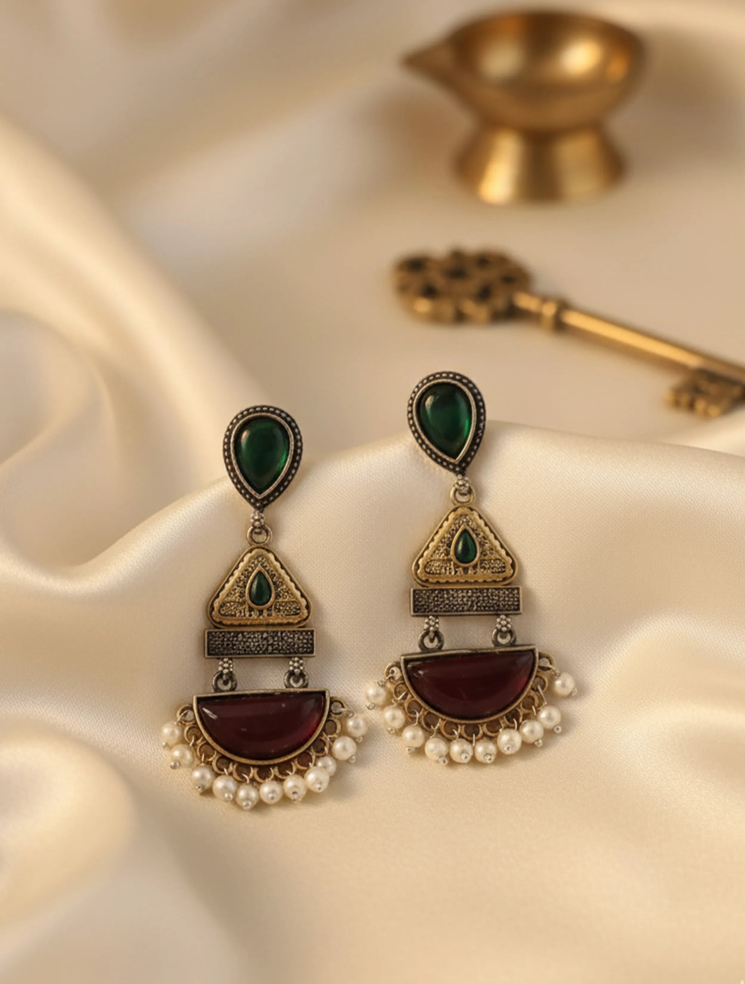 trueBrowns Emerald Glow Chand Drops