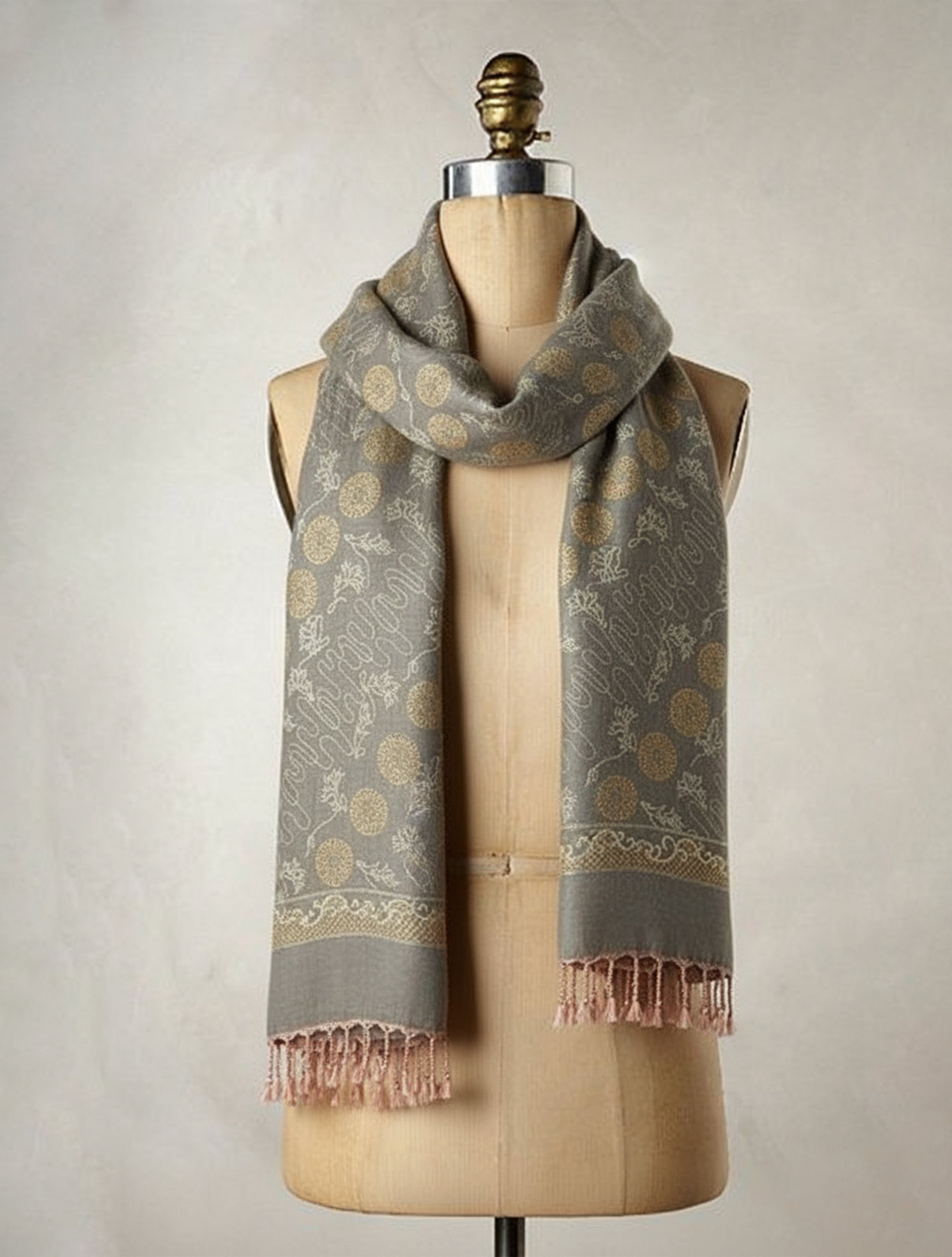 trueBrowns Sage Flora Woollen Stole