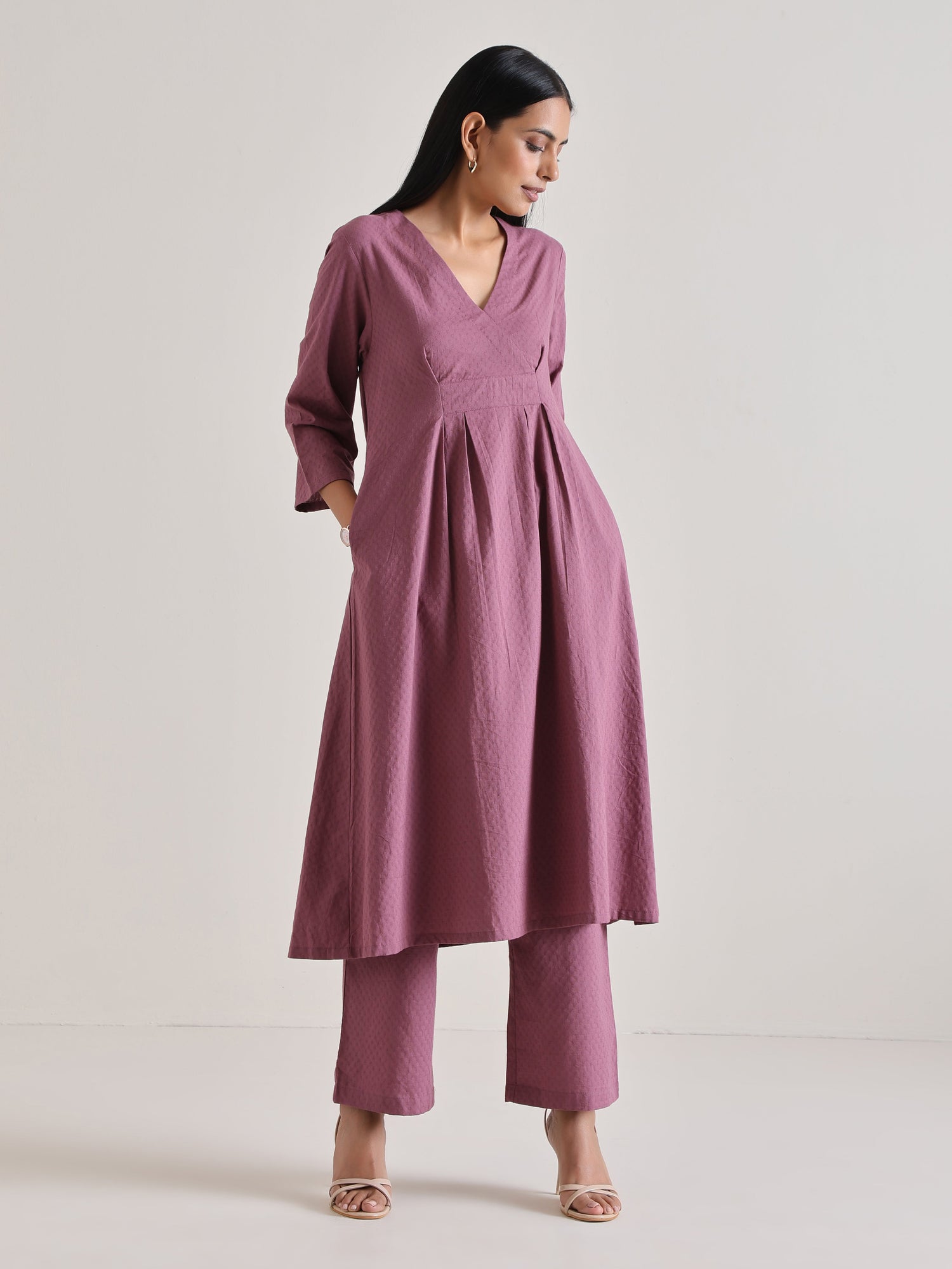 Orchid Overlap Pleat Kurta Pant Set