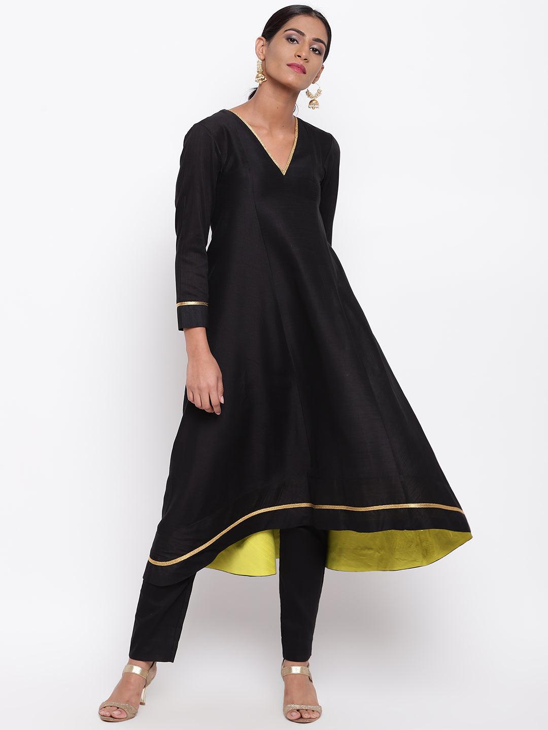 Black Pop Green Kurta-Pant - trueBrowns